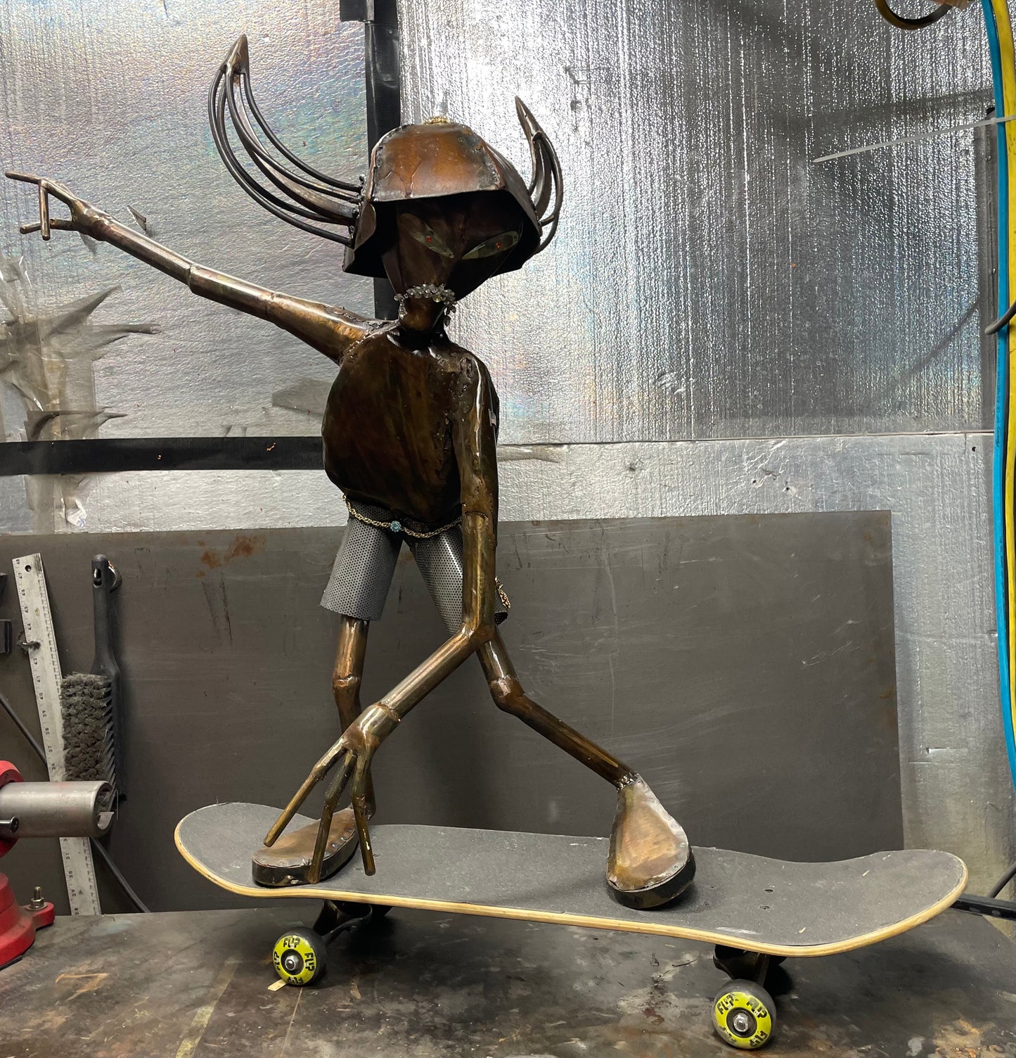 Viking Surfer Alien Sword Metal Art Large Sculpture