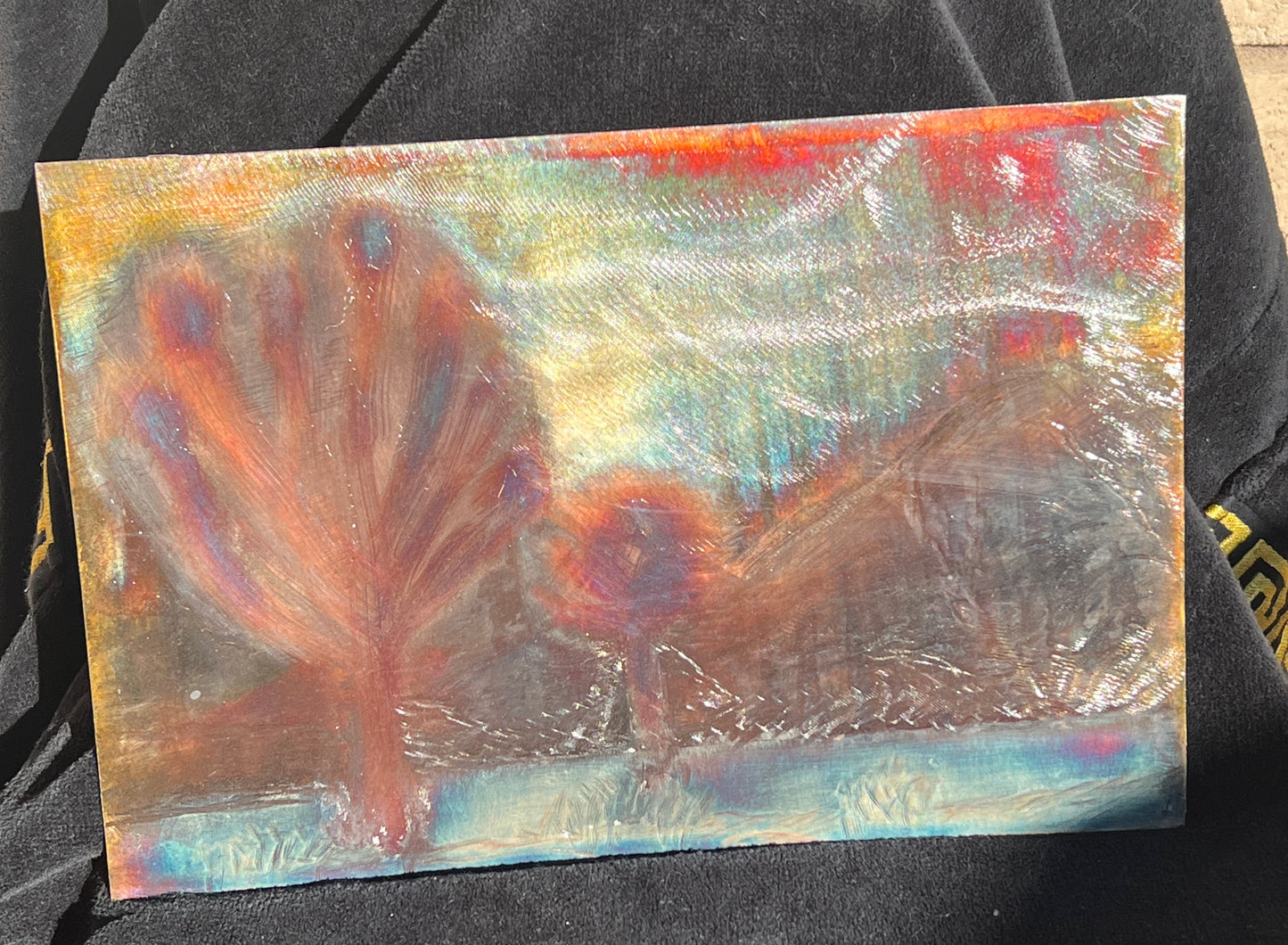 Custom Desert Landscape Joshua Tree Metal Panel Patina Art Wall or Desk Panel