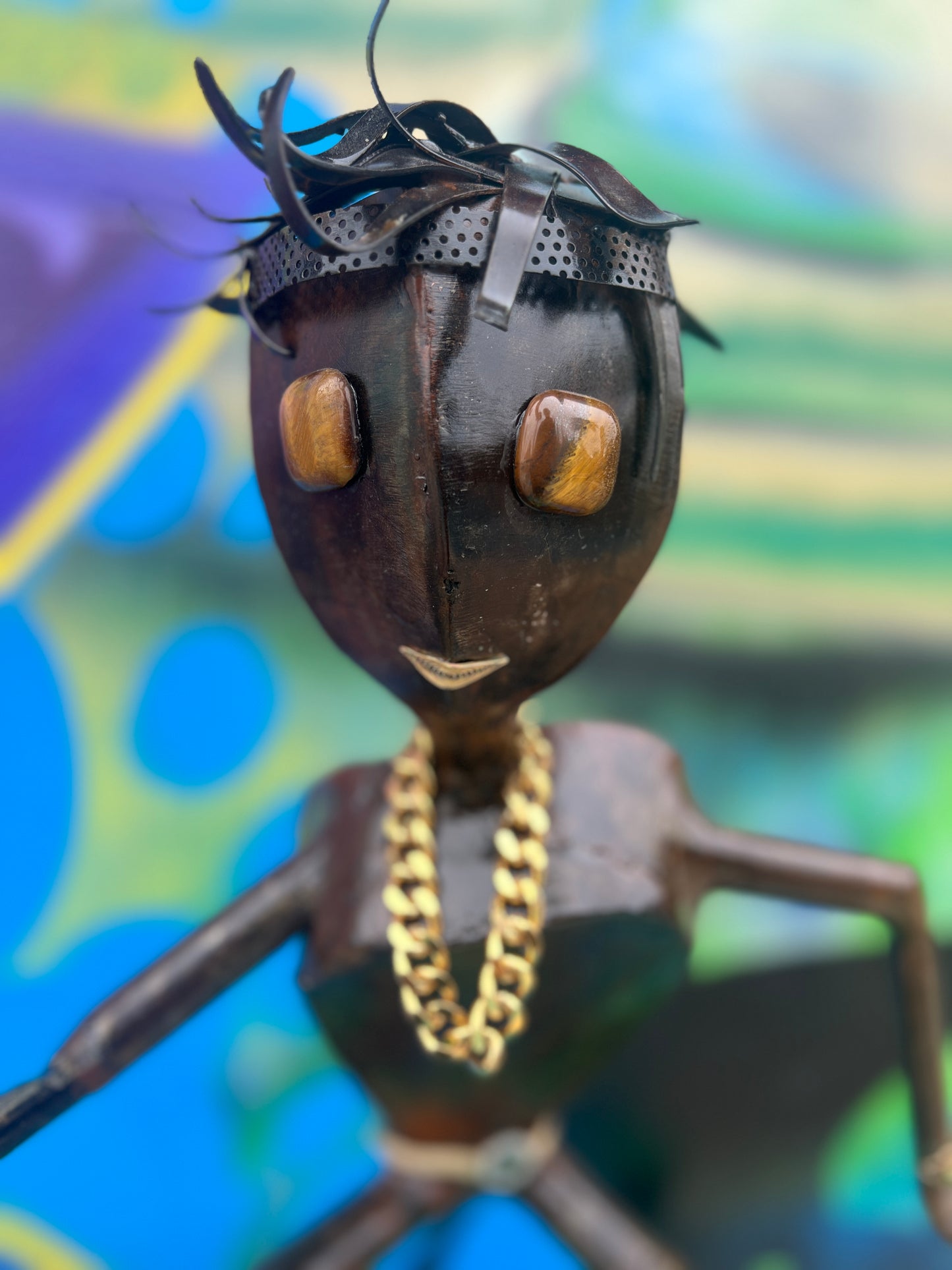 Custom Tennis Pro Alien Metal Art Sculpture