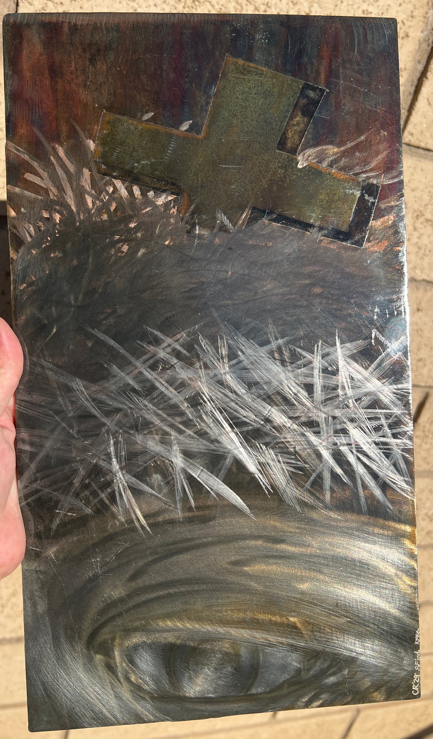 Custom Jesus Christ Metal Panel Patina Art Crown of Thorns Panel Indoor & Outdoor