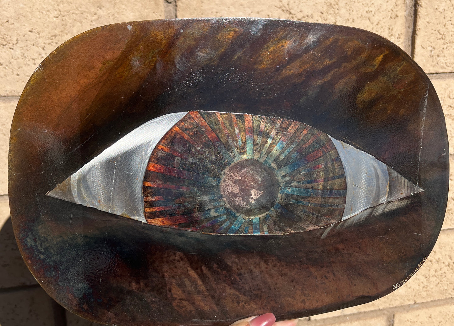 Custom Detailed Eye Metal Panel Patina Art Rounded Panel Indoor & Outdoor