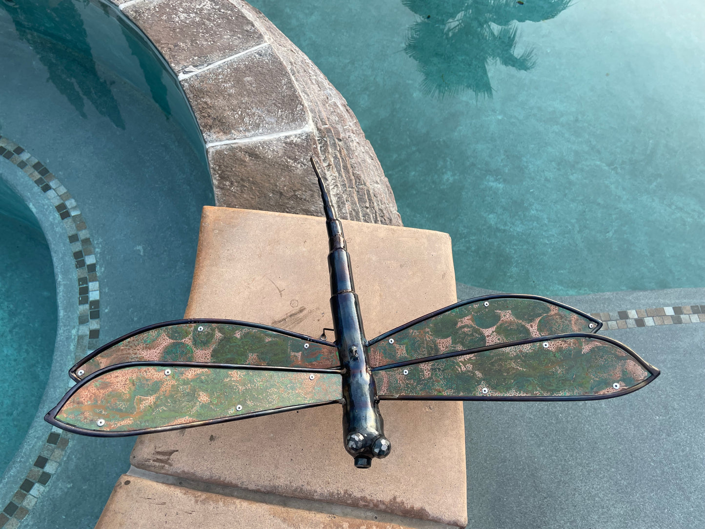 Handcrafted Steel & Copper Dragonfly Sculpture – 18” x 26”