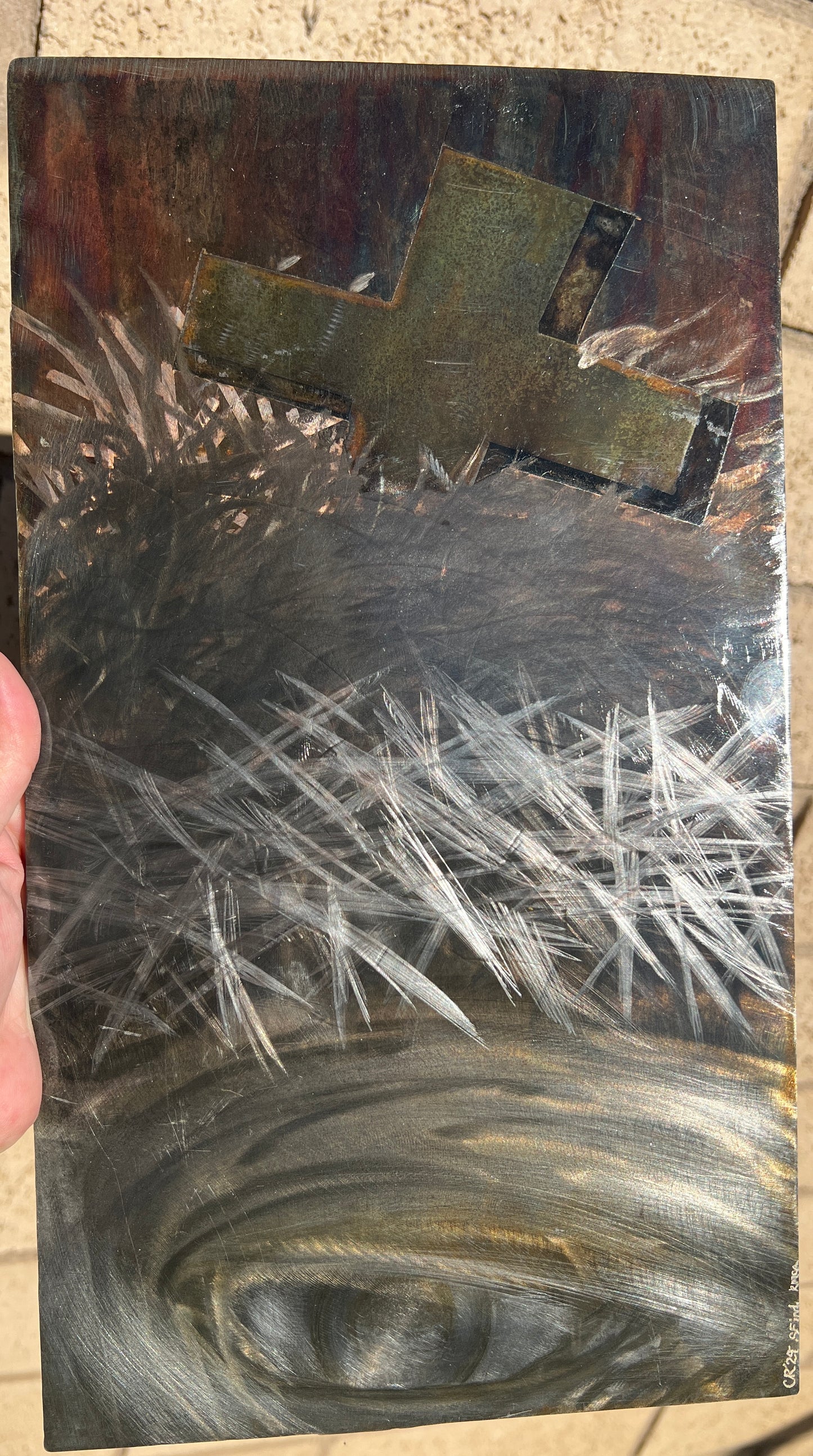 Custom Jesus Christ Metal Panel Patina Art Crown of Thorns Panel Indoor & Outdoor