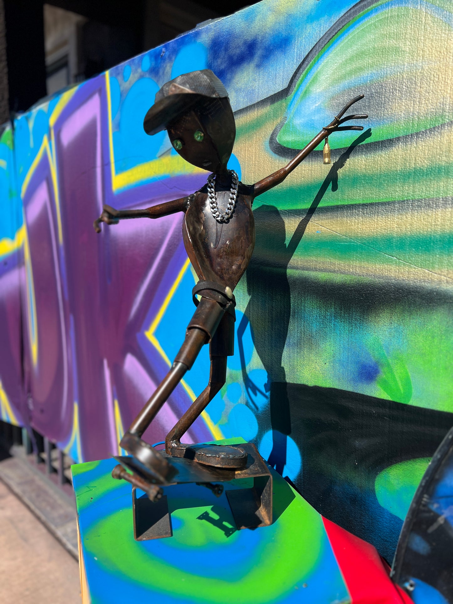 Custom Skater Alien Metal Sculpture