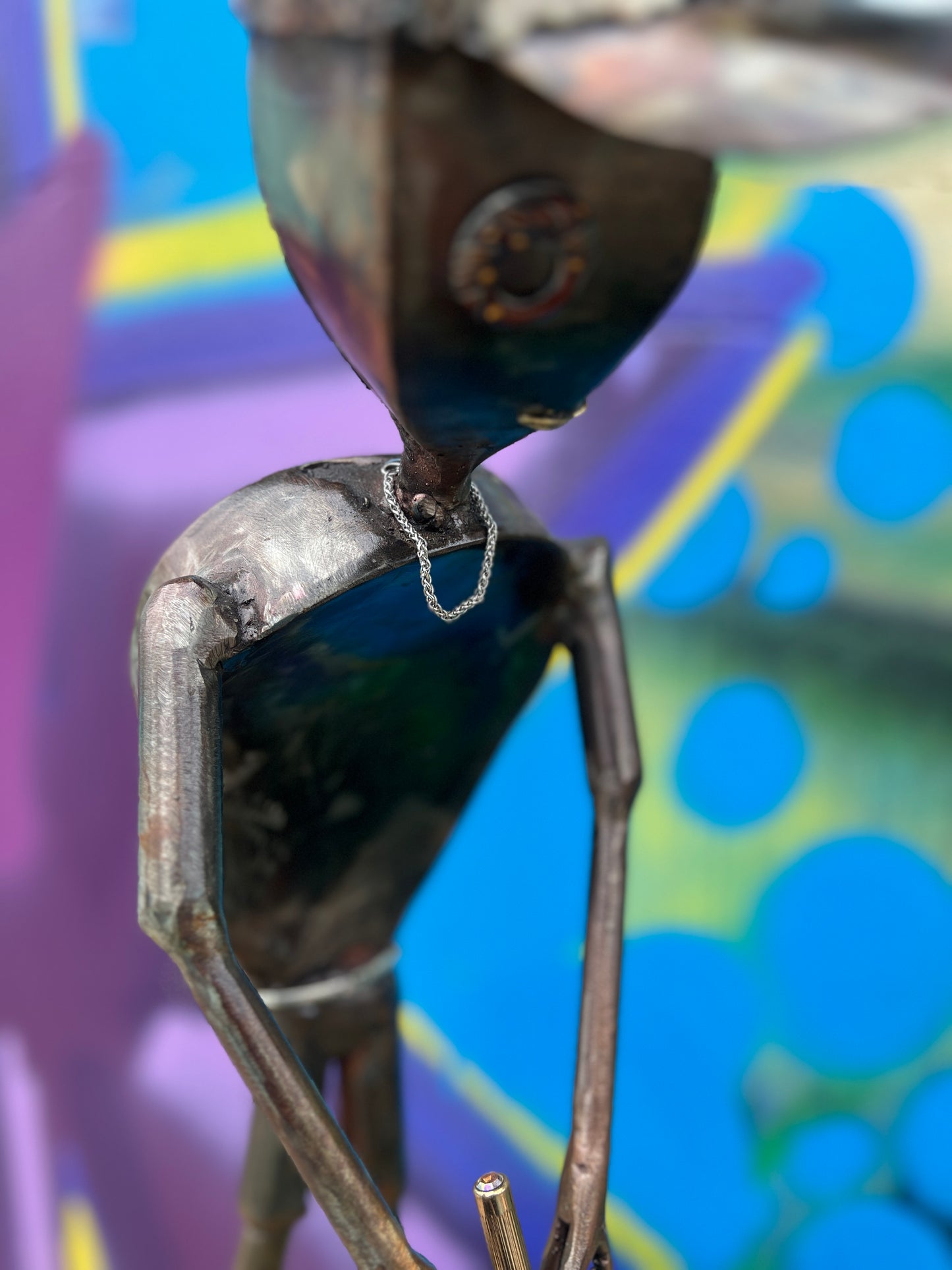 Custom Alien Golfer Metal Sculpture  w/Putting Green