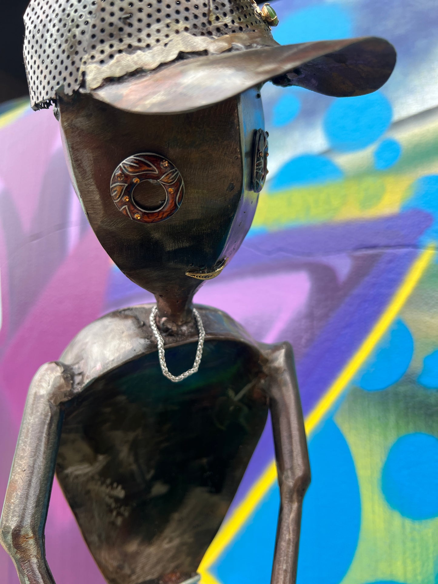 Custom Alien Golfer Metal Sculpture  w/Putting Green