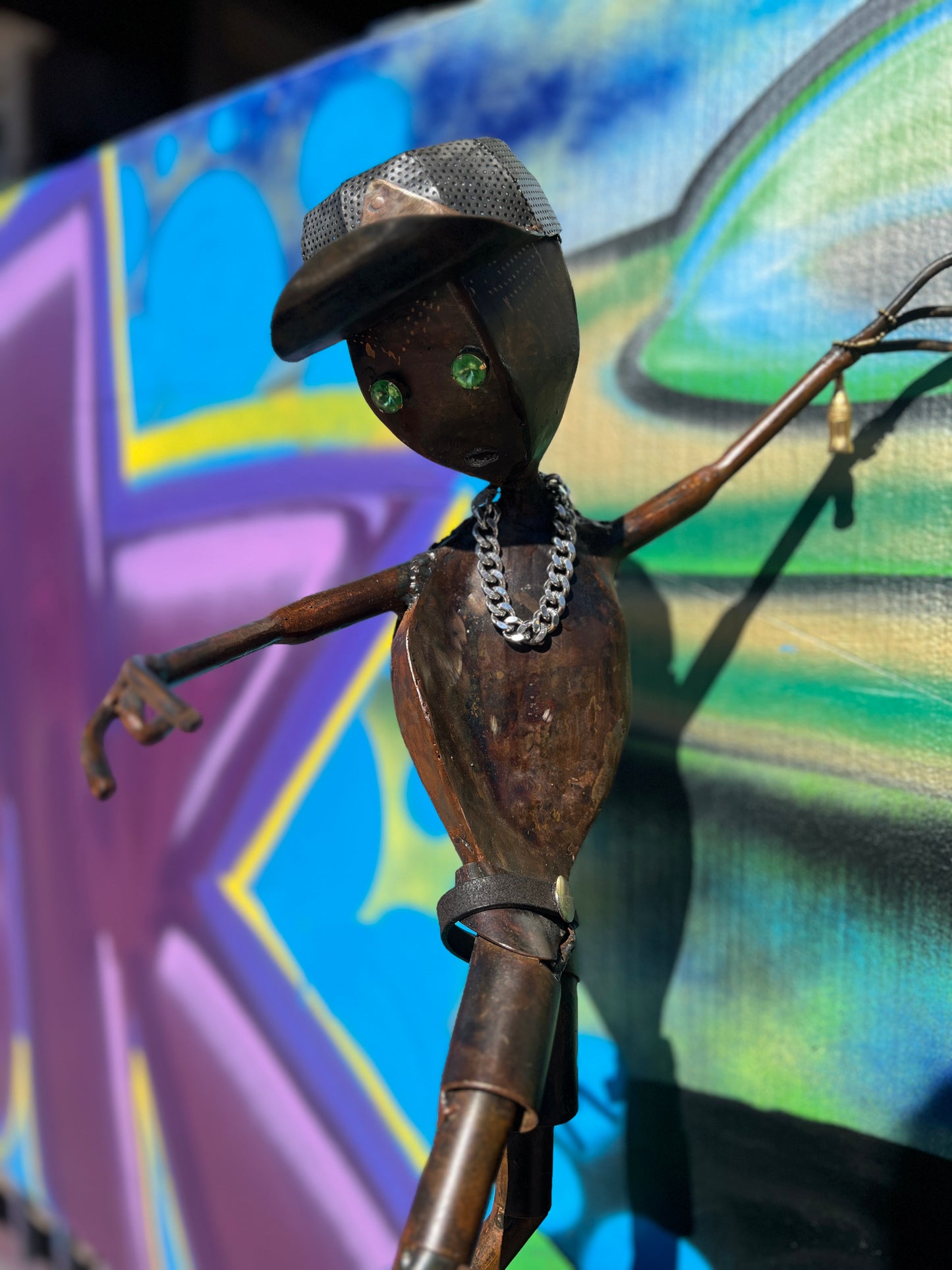 Custom Skater Alien Metal Sculpture