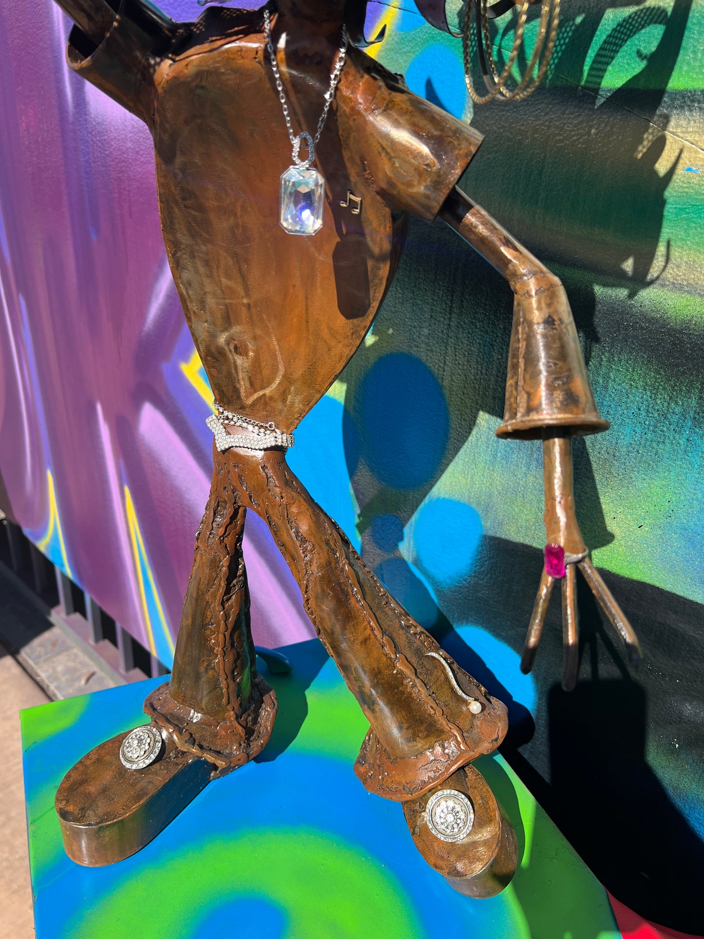 Custom Disco Lady Metal Alien Art Sculpture