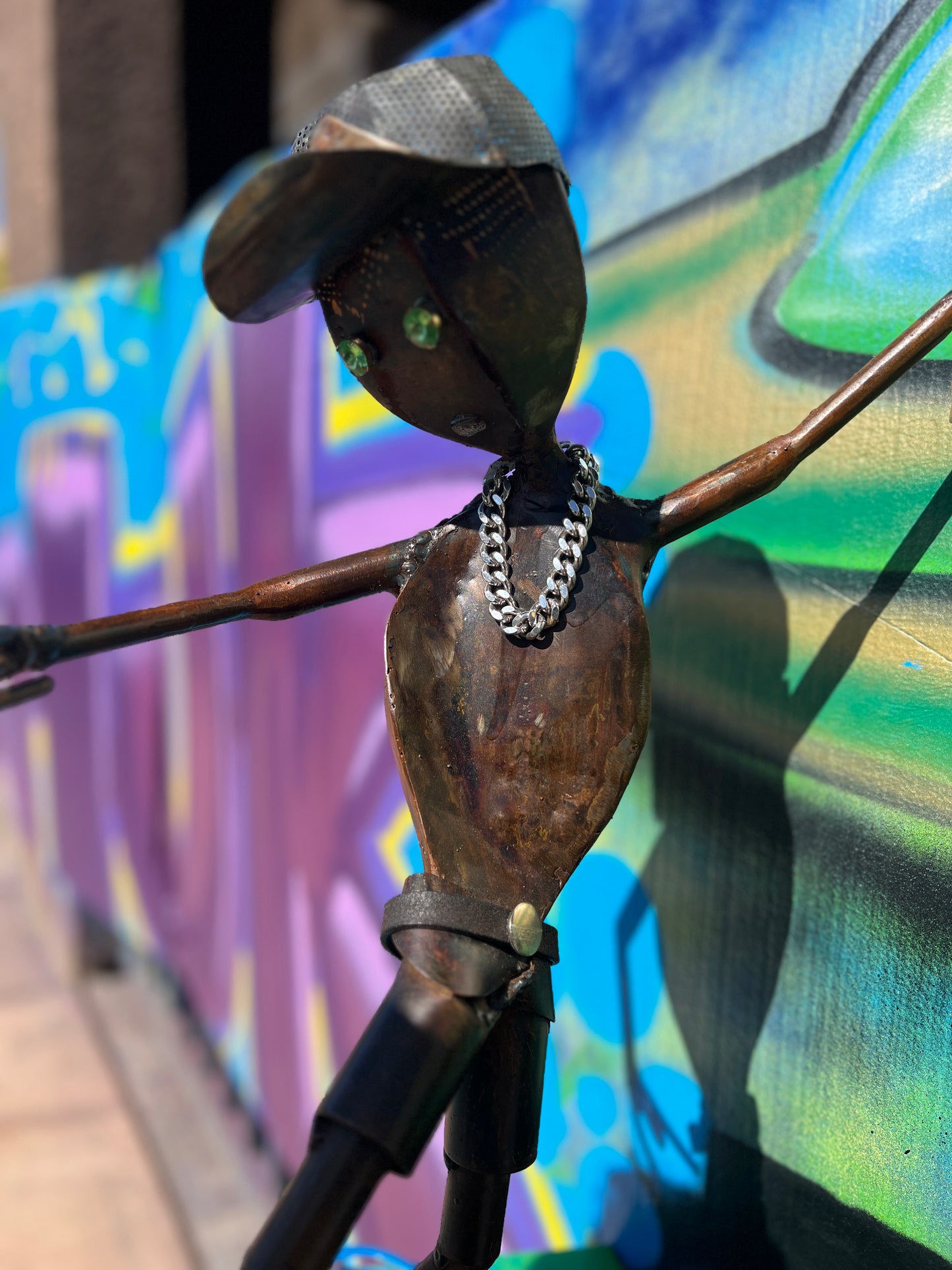 Custom Skater Alien Metal Sculpture
