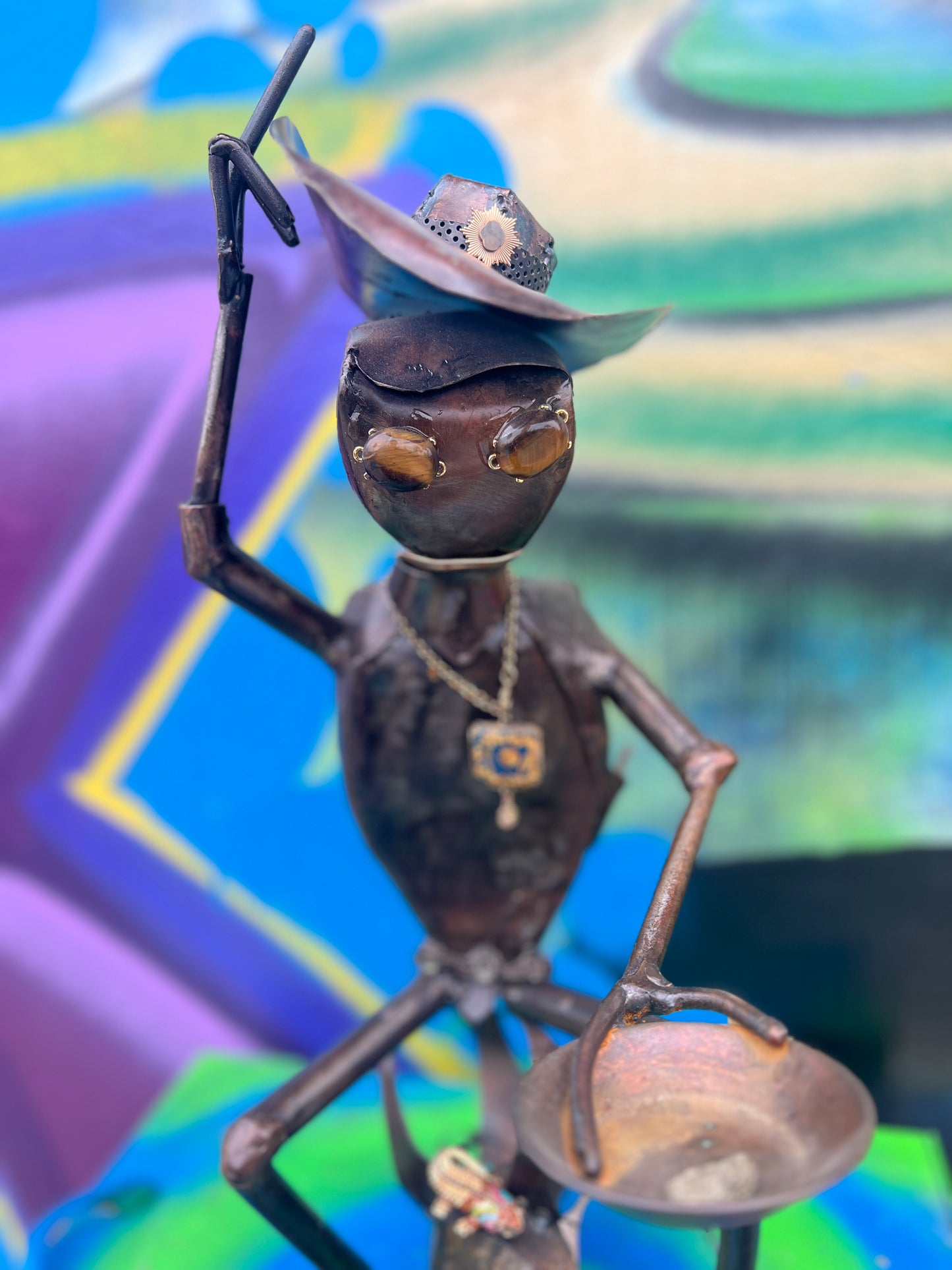 Custom Alien Gold Miner Metal Art Sculpture