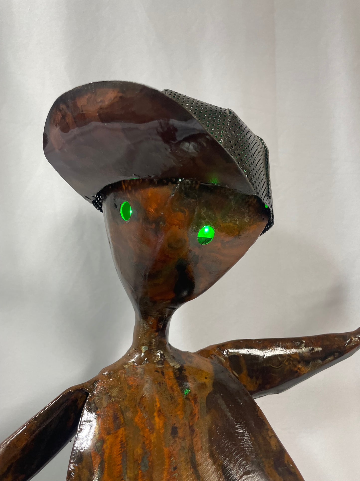 Handcrafted Steel Skateboarding Alien Sculpture – 22” x 27” with LED Lights