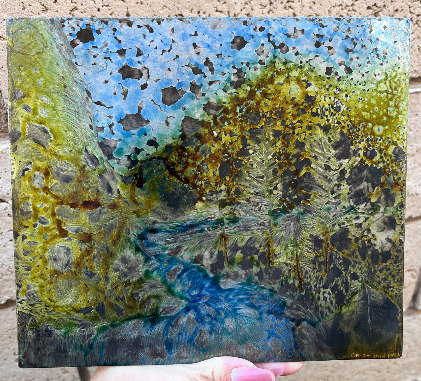 Custom Forest Stream Metal Panel Patina Art Panel Indoor & Outdoor