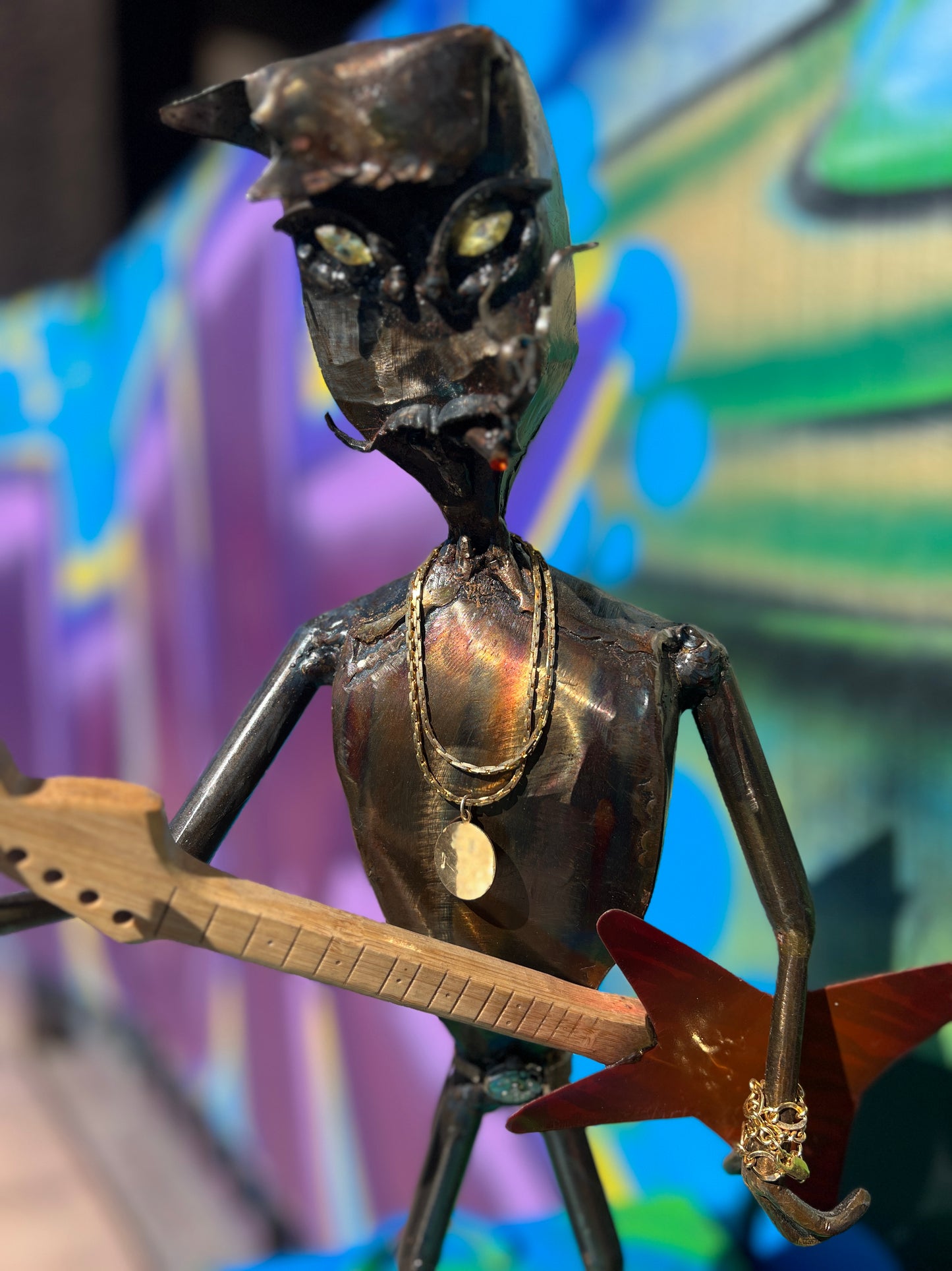 Custom Alien Rockstar Metal Art Sculpture