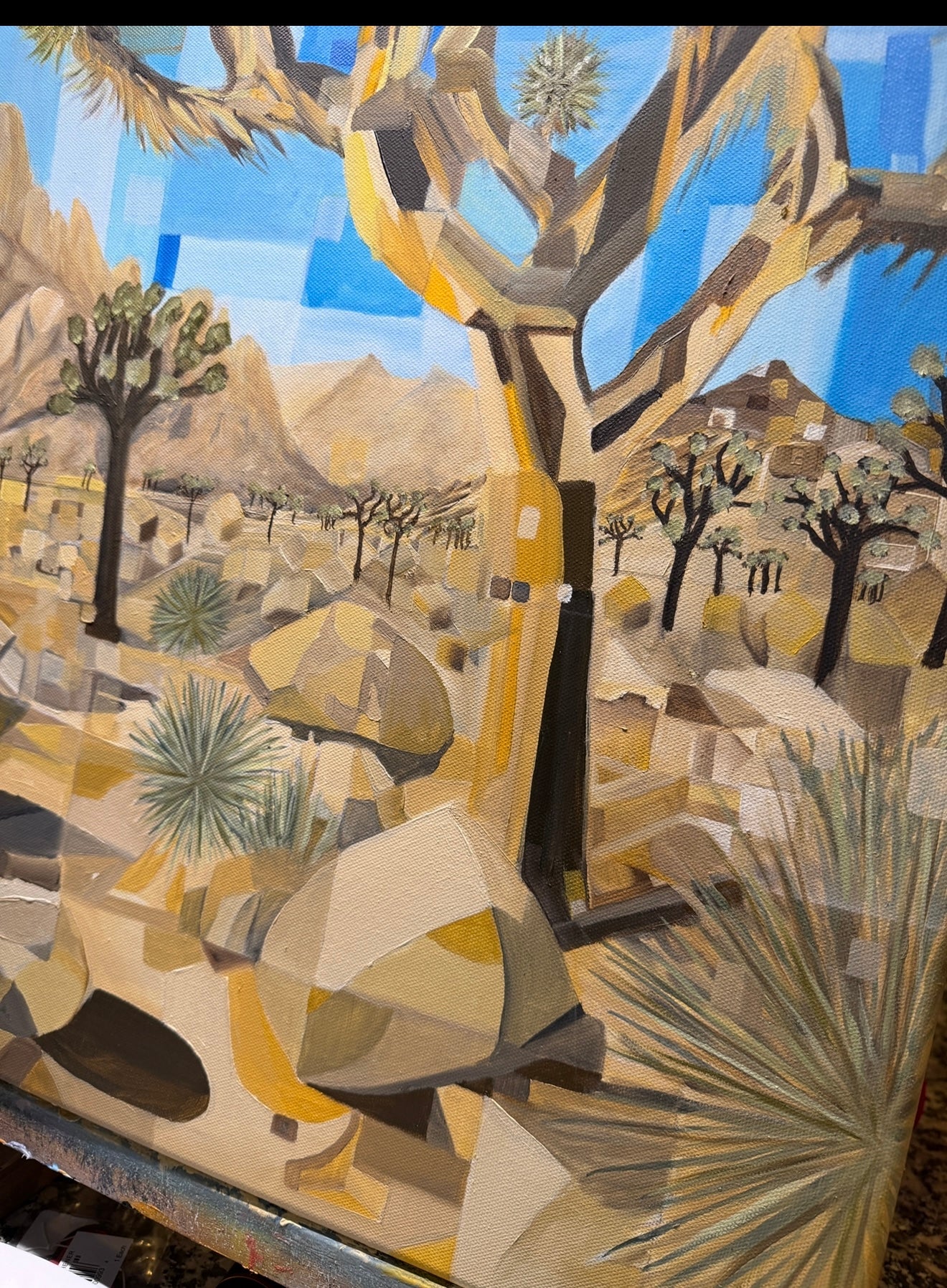 “Desert Geometry” – 24x18 Oil on Canvas (Cubist Joshua Tree)