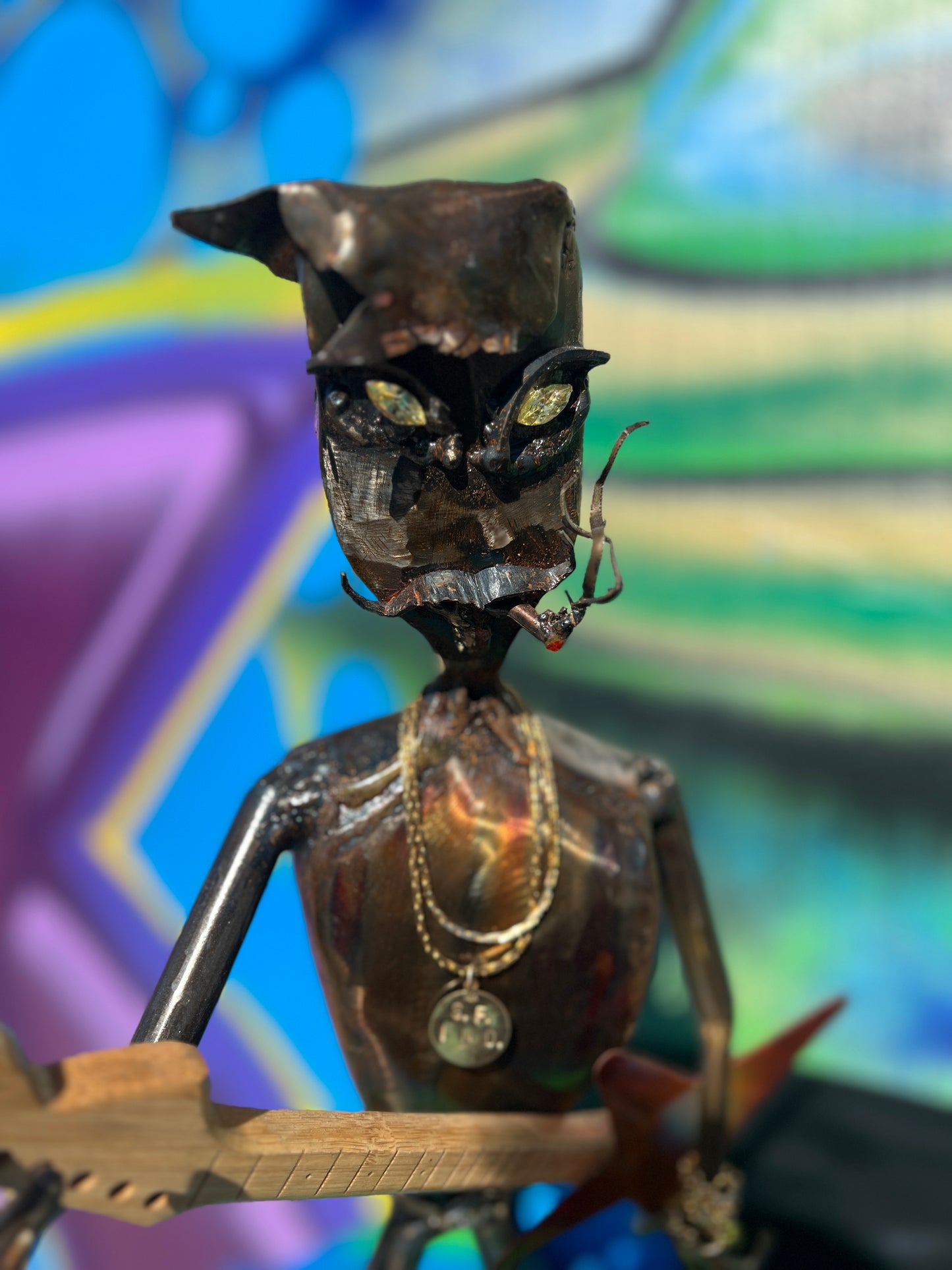 Custom Alien Rockstar Metal Art Sculpture