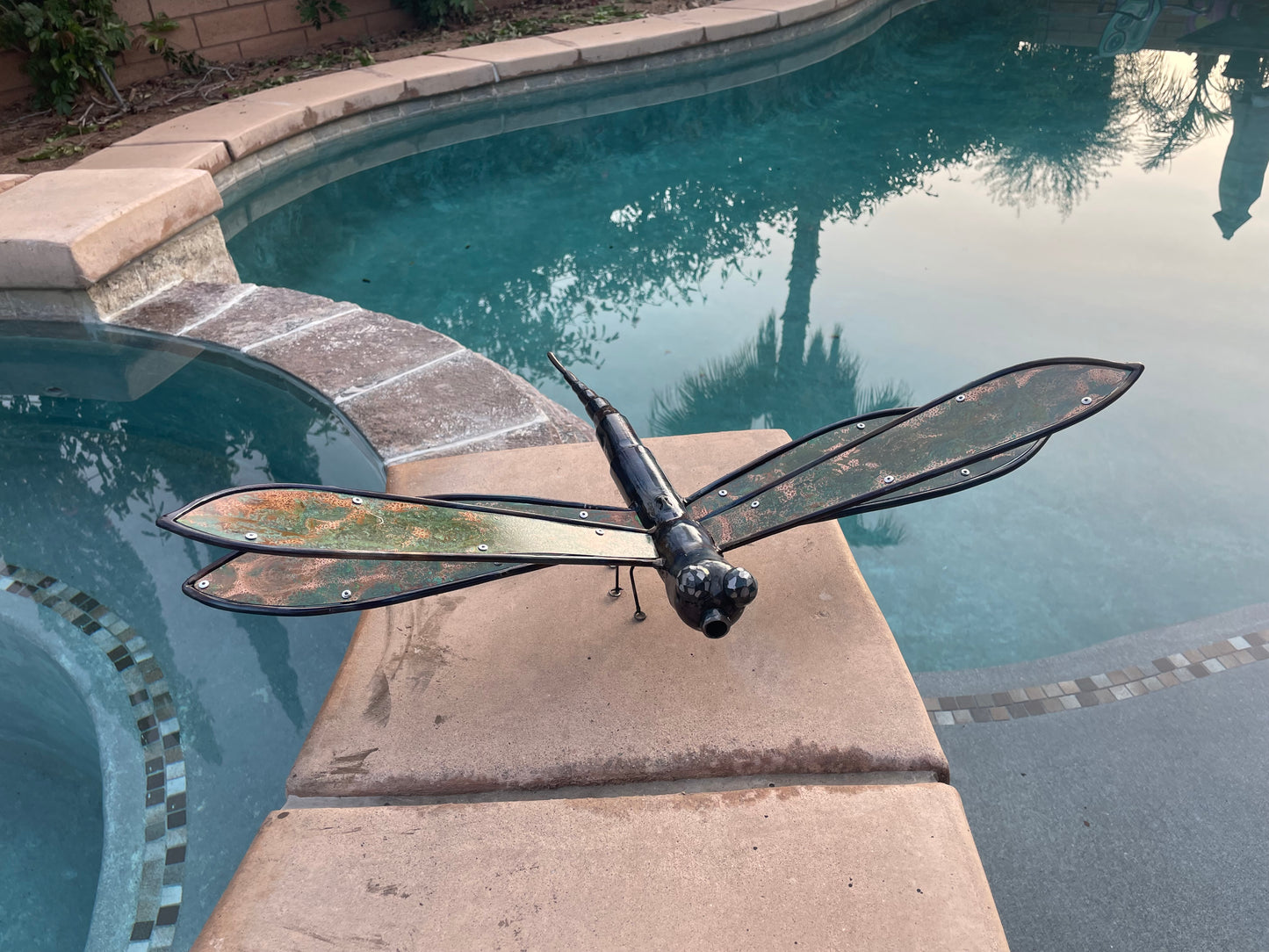 Handcrafted Steel & Copper Dragonfly Sculpture – 18” x 26”