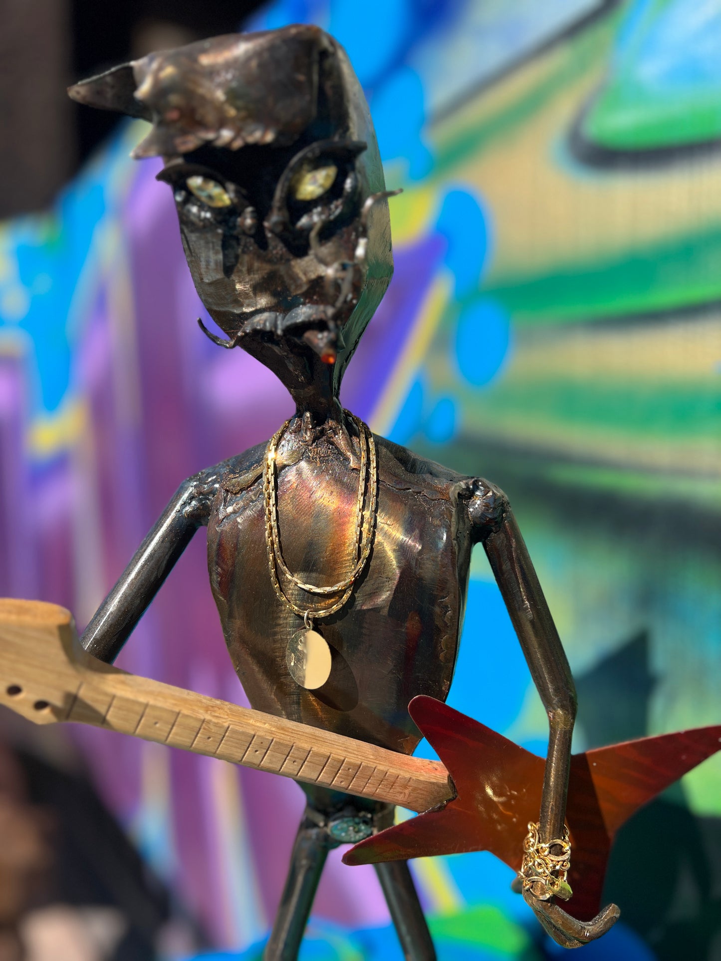 Custom Alien Rockstar Metal Art Sculpture