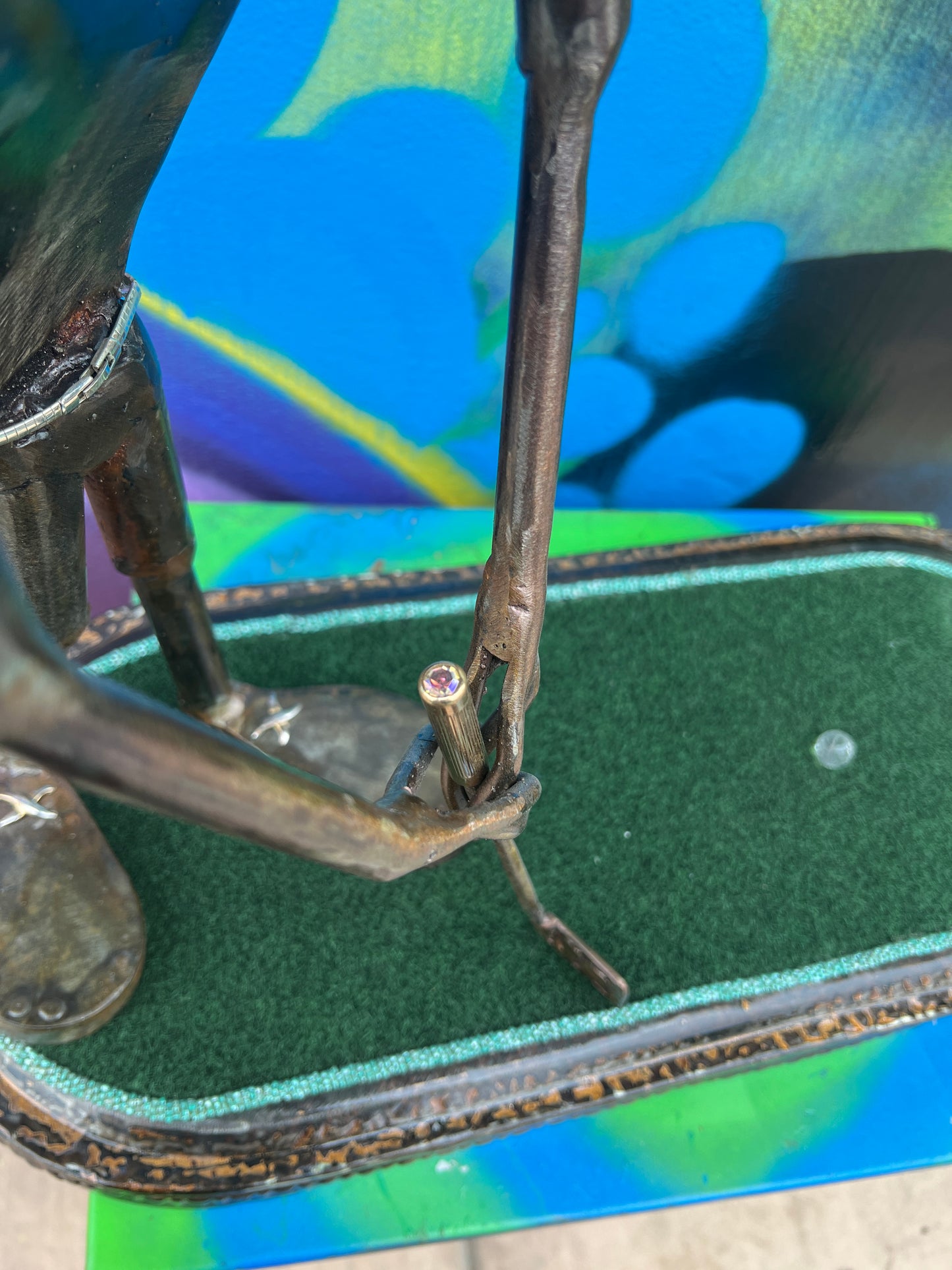 Custom Alien Golfer Metal Sculpture  w/Putting Green