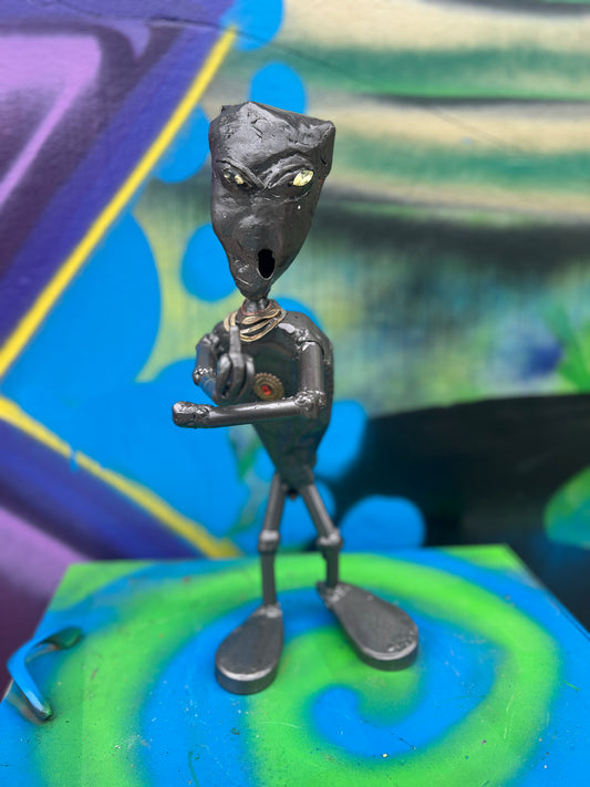 Custom Miniature Alien Gemstone Art Metal Sculpture