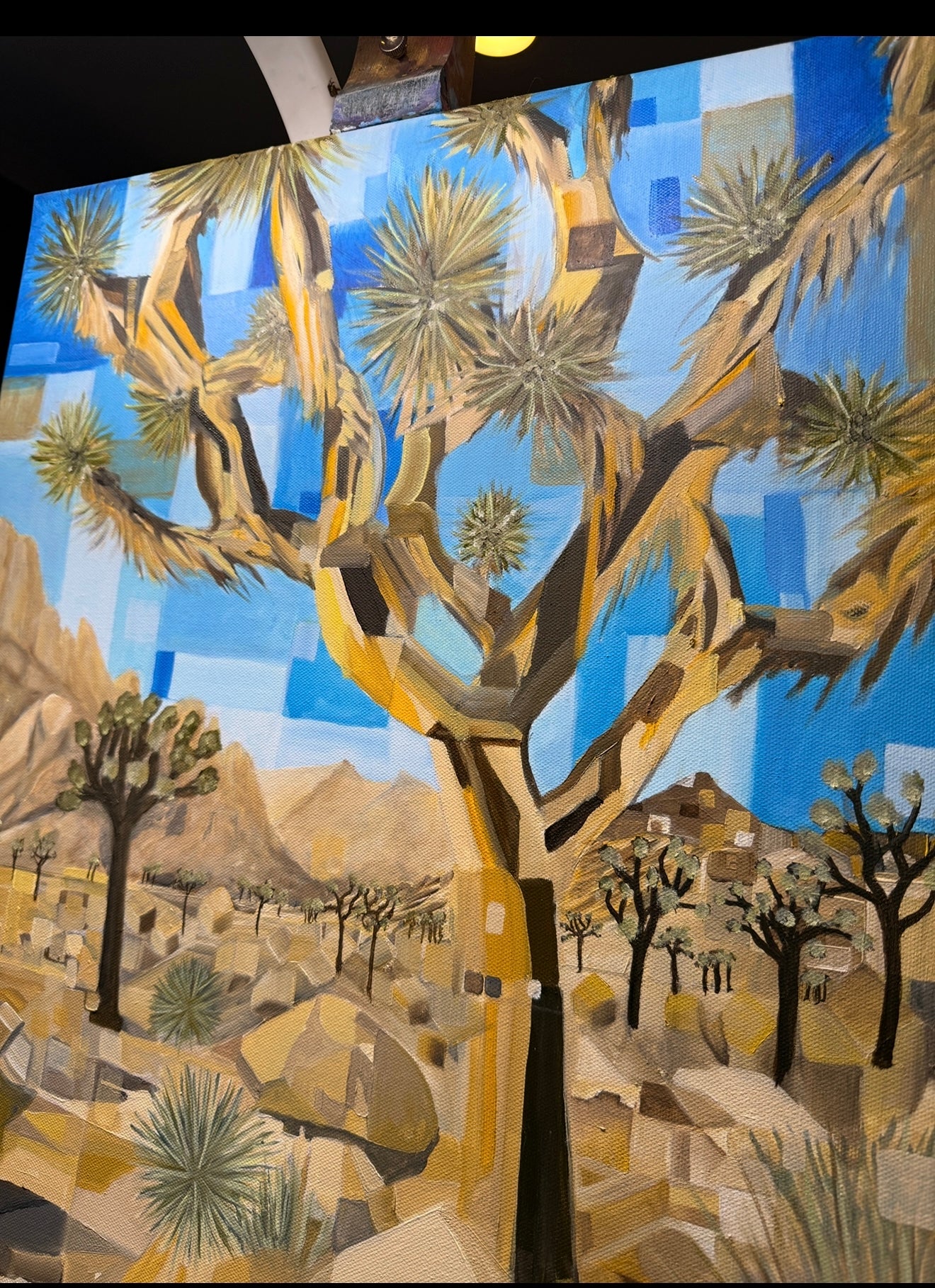 “Desert Geometry” – 24x18 Oil on Canvas (Cubist Joshua Tree)