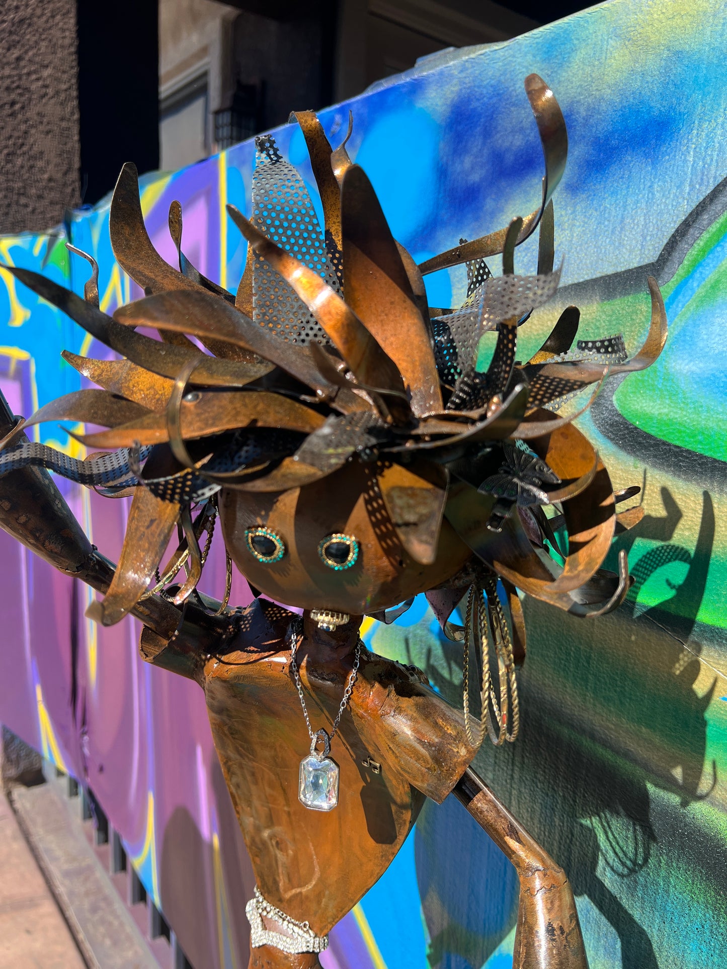 Custom Disco Lady Metal Alien Art Sculpture