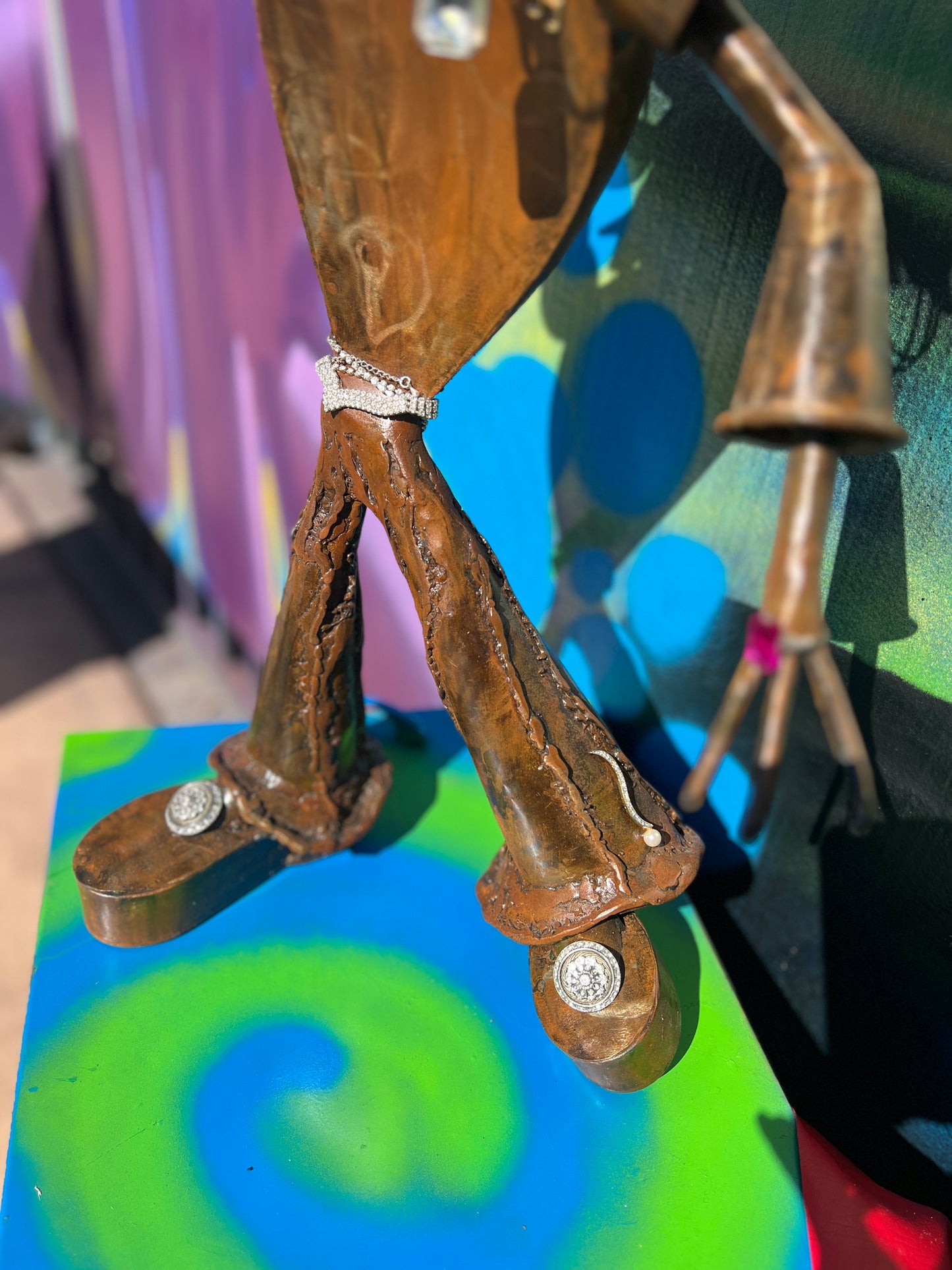 Custom Disco Lady Metal Alien Art Sculpture