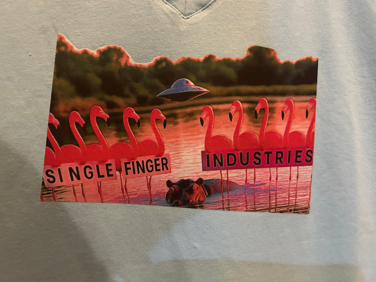 Women’s large flamingos, hippo, and UFO