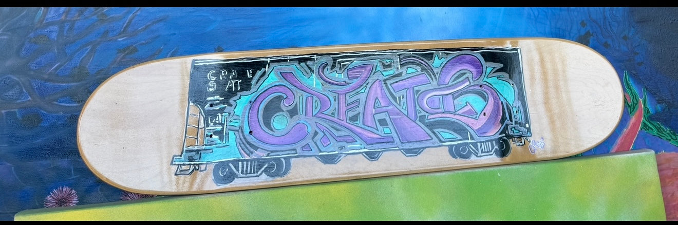 “Create or Collide” – Custom Graffiti Skateboard Deck (31.25”)