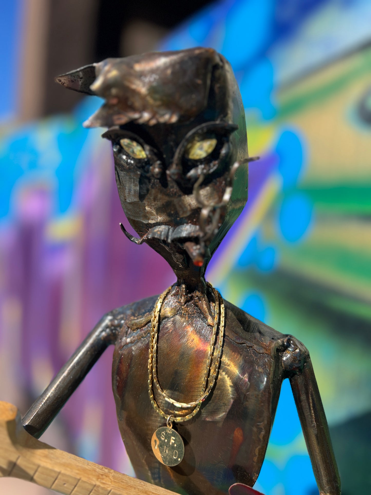 Custom Alien Rockstar Metal Art Sculpture