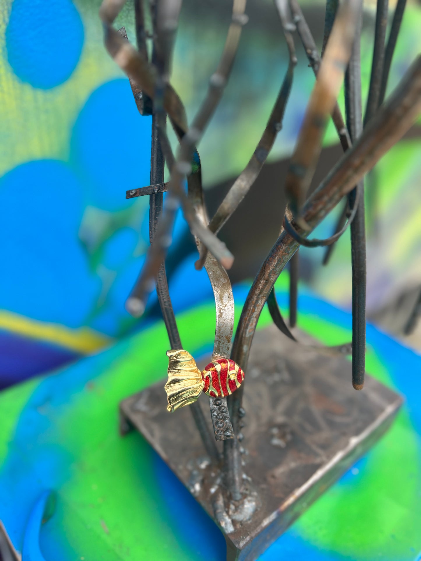 Custom Duet of the Deep Tall Squid Art Metal Sculpture