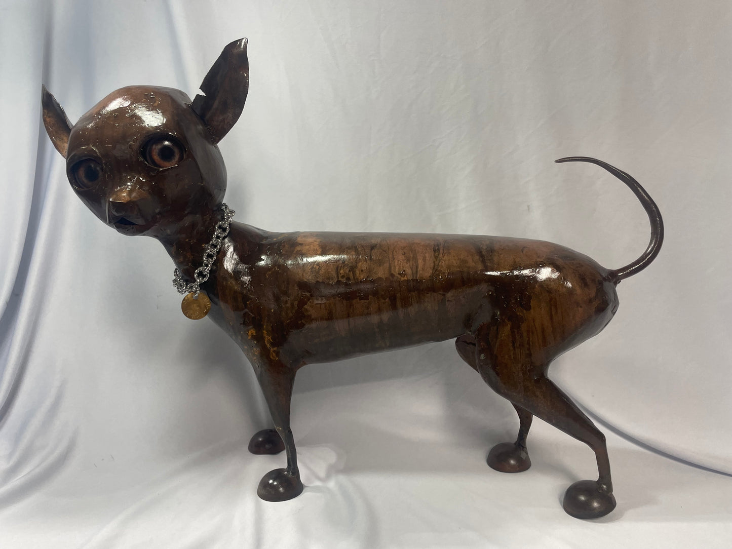 Handcrafted Steel Dog Sculpture with Patina Finish