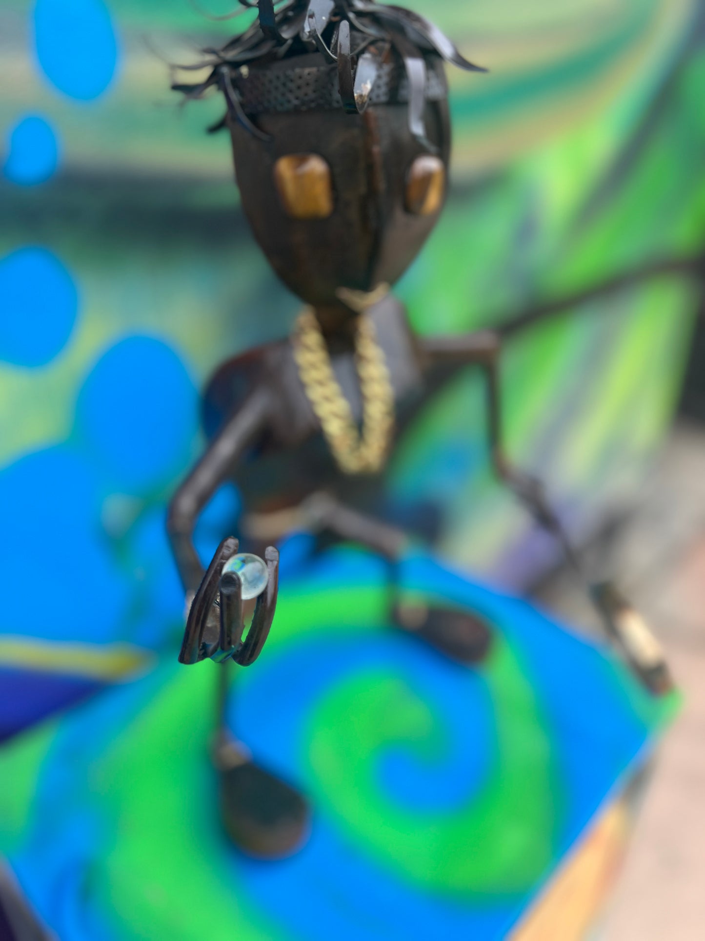 Custom Tennis Pro Alien Metal Art Sculpture