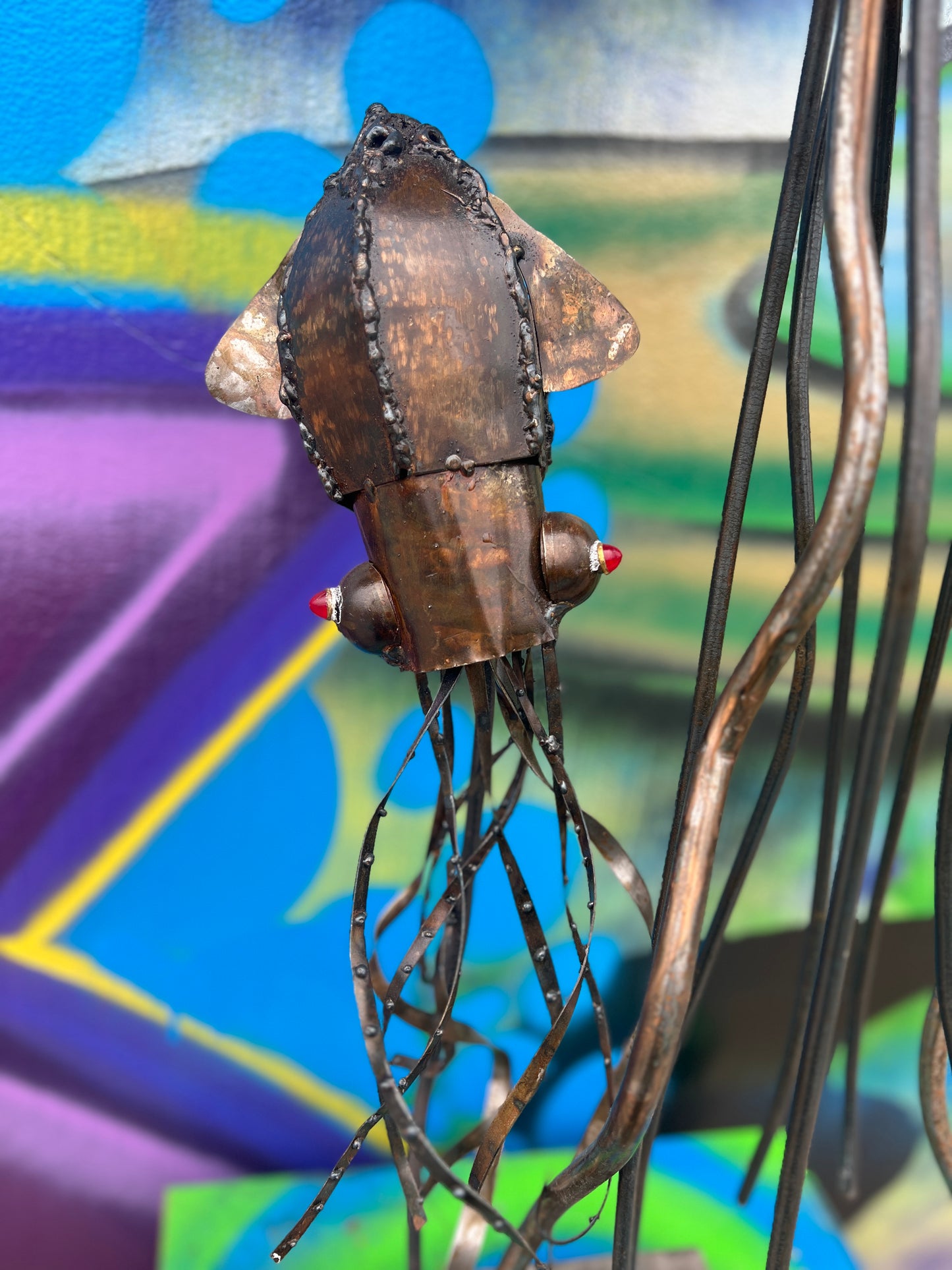 Custom Duet of the Deep Tall Squid Art Metal Sculpture