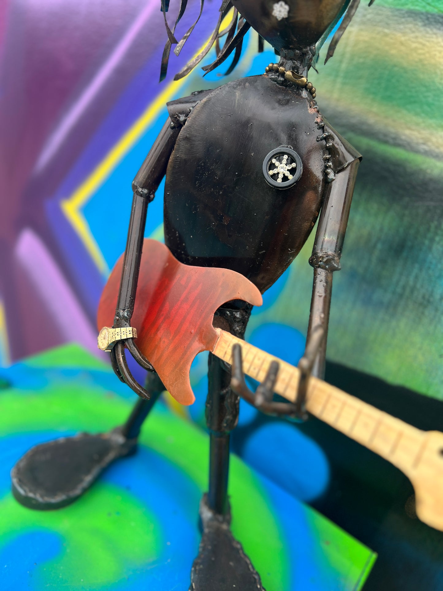 Custom Guitar Rock ‘n’ Roll Alien Metal Art Musician Sculpture