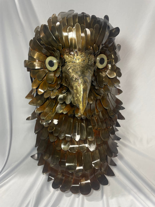 Majestic Steel Eagle Sculpture with Glass Eyes and Brazed Beak