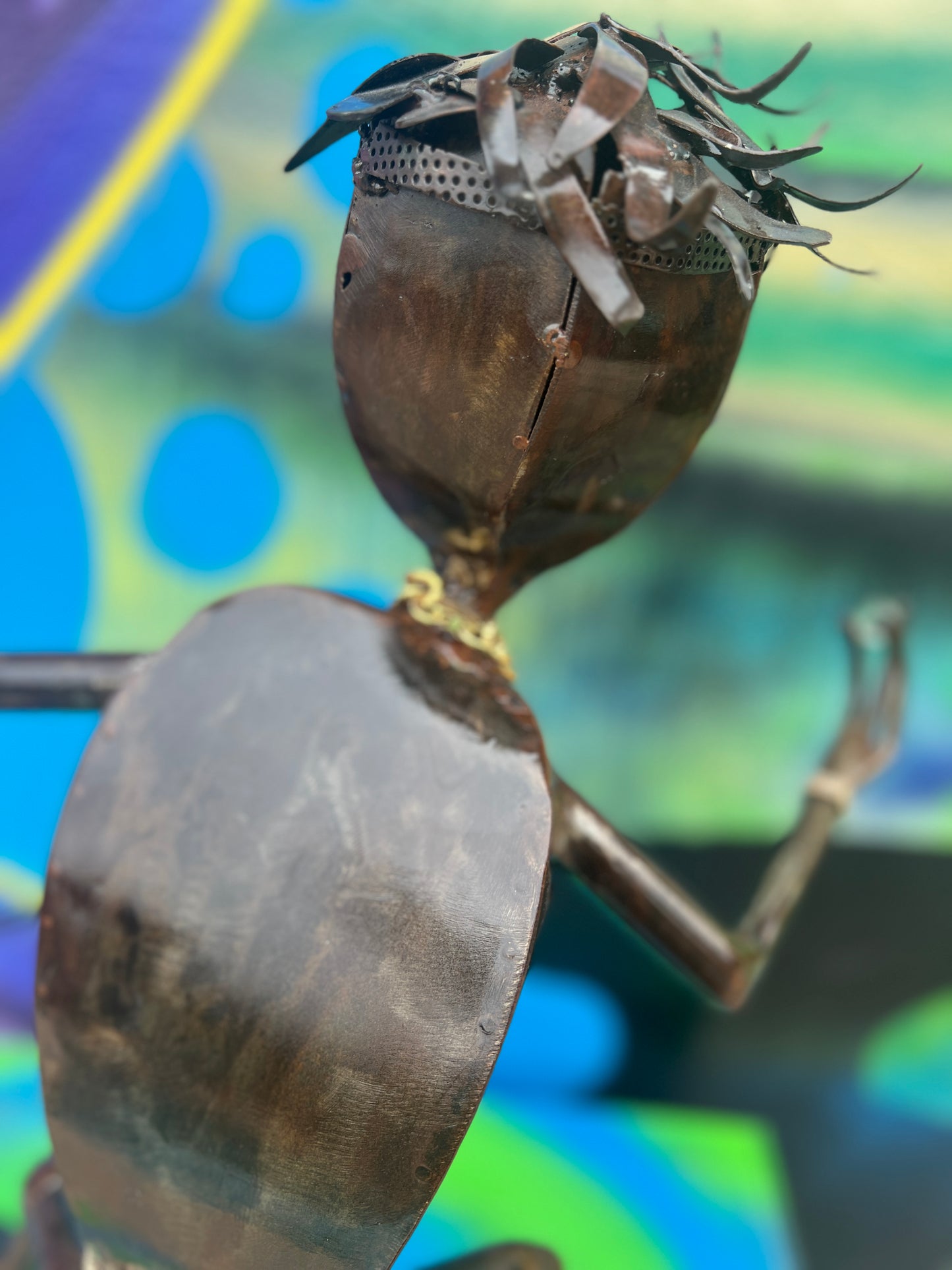 Custom Tennis Pro Alien Metal Art Sculpture