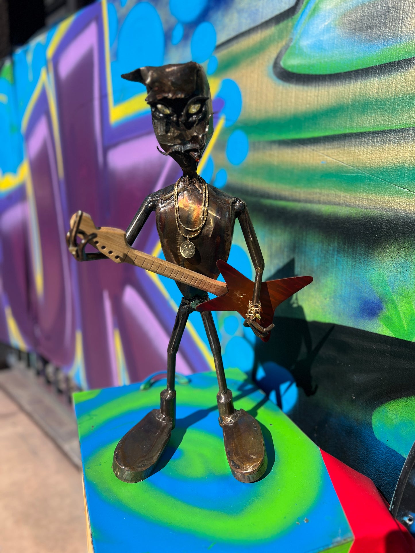 Custom Alien Rockstar Metal Art Sculpture