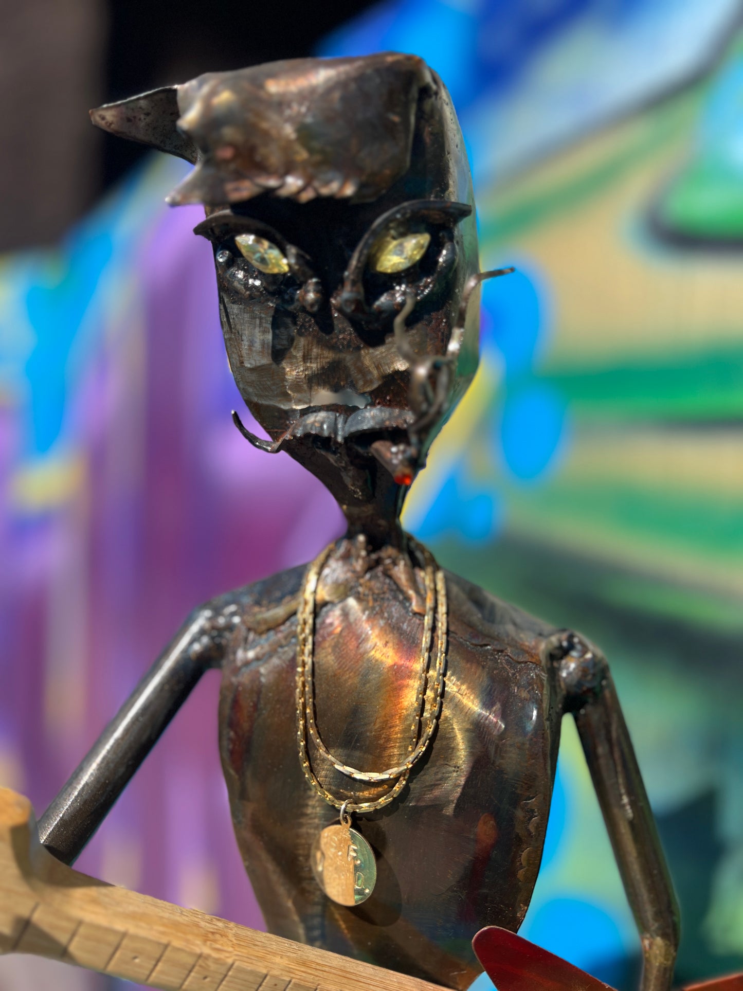 Custom Alien Rockstar Metal Art Sculpture
