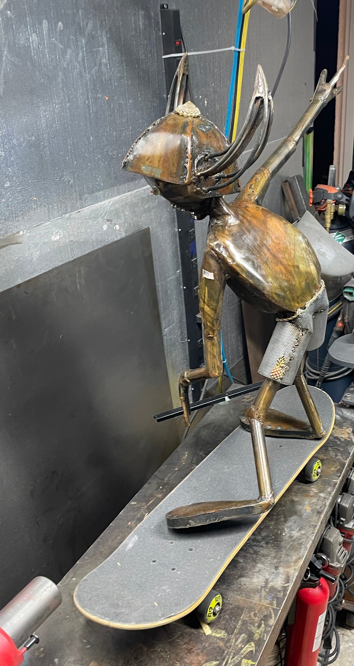 Viking Surfer Alien Sword Metal Art Large Sculpture