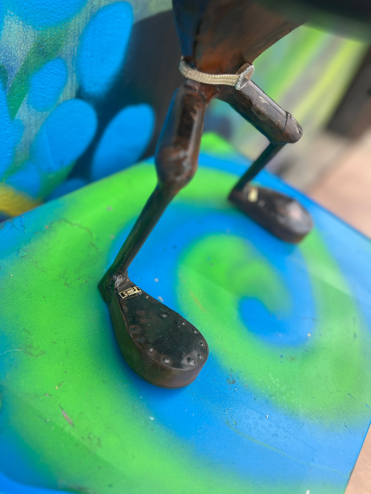 Custom Tennis Pro Alien Metal Art Sculpture