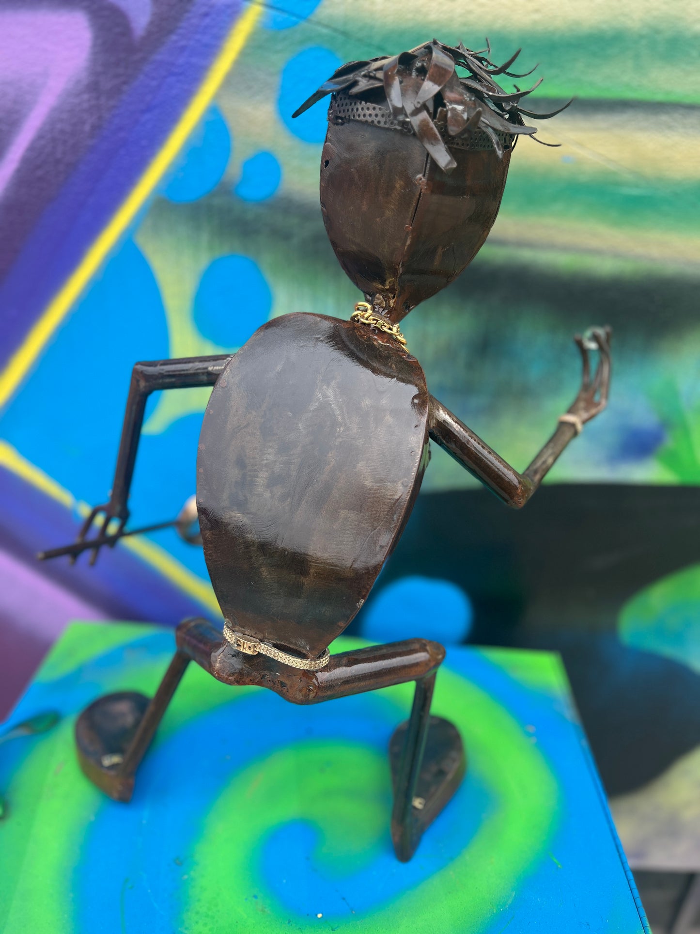 Custom Tennis Pro Alien Metal Art Sculpture