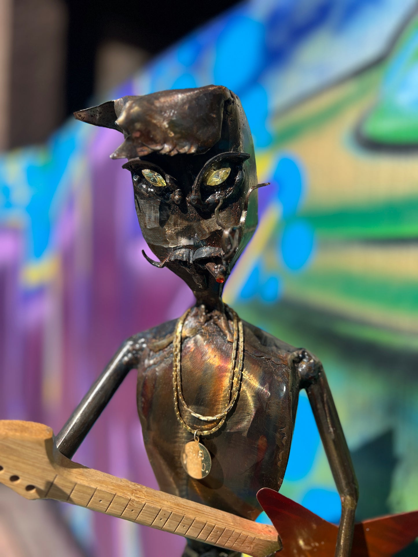Custom Alien Rockstar Metal Art Sculpture