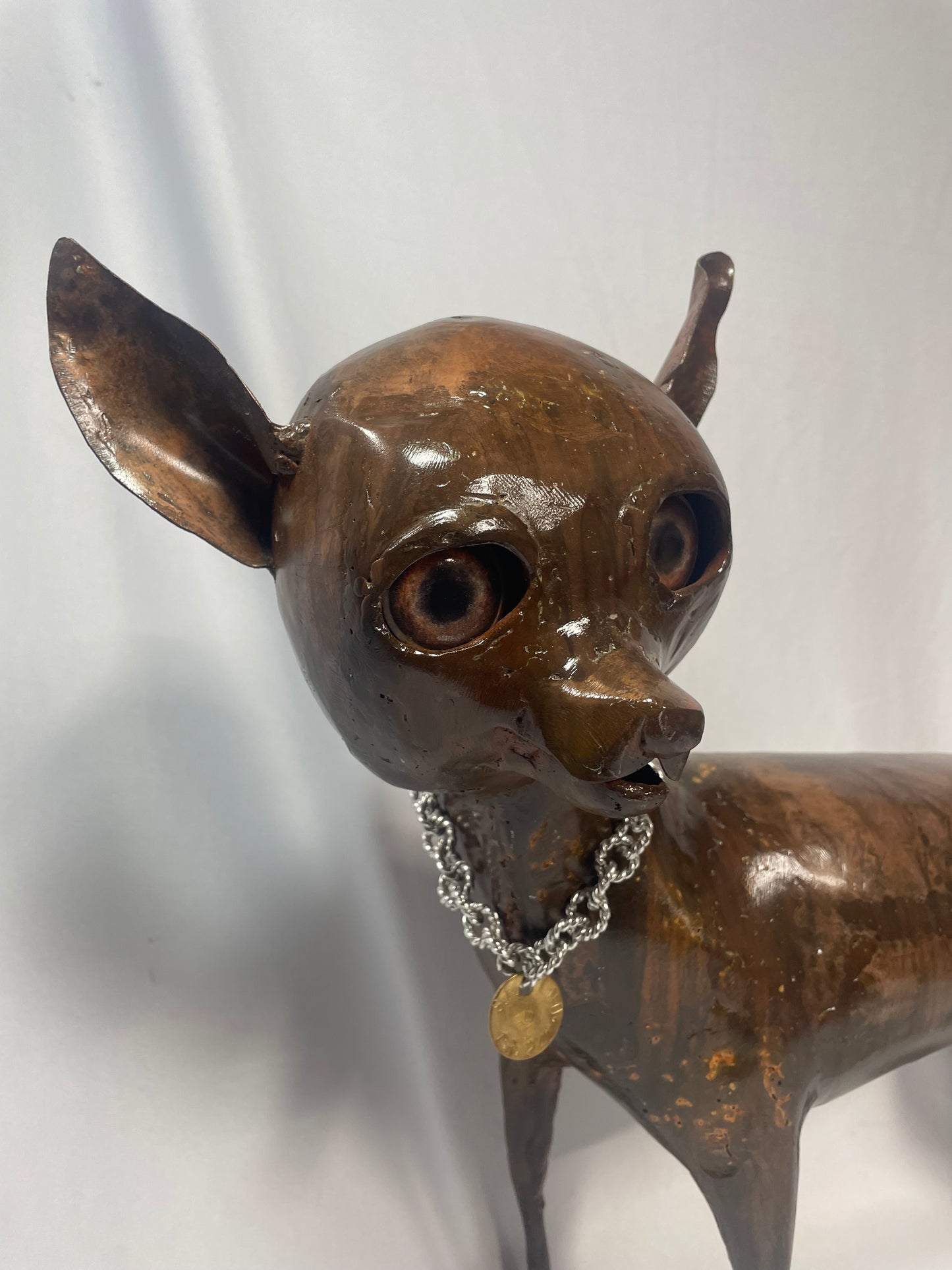 Handcrafted Steel Dog Sculpture with Patina Finish