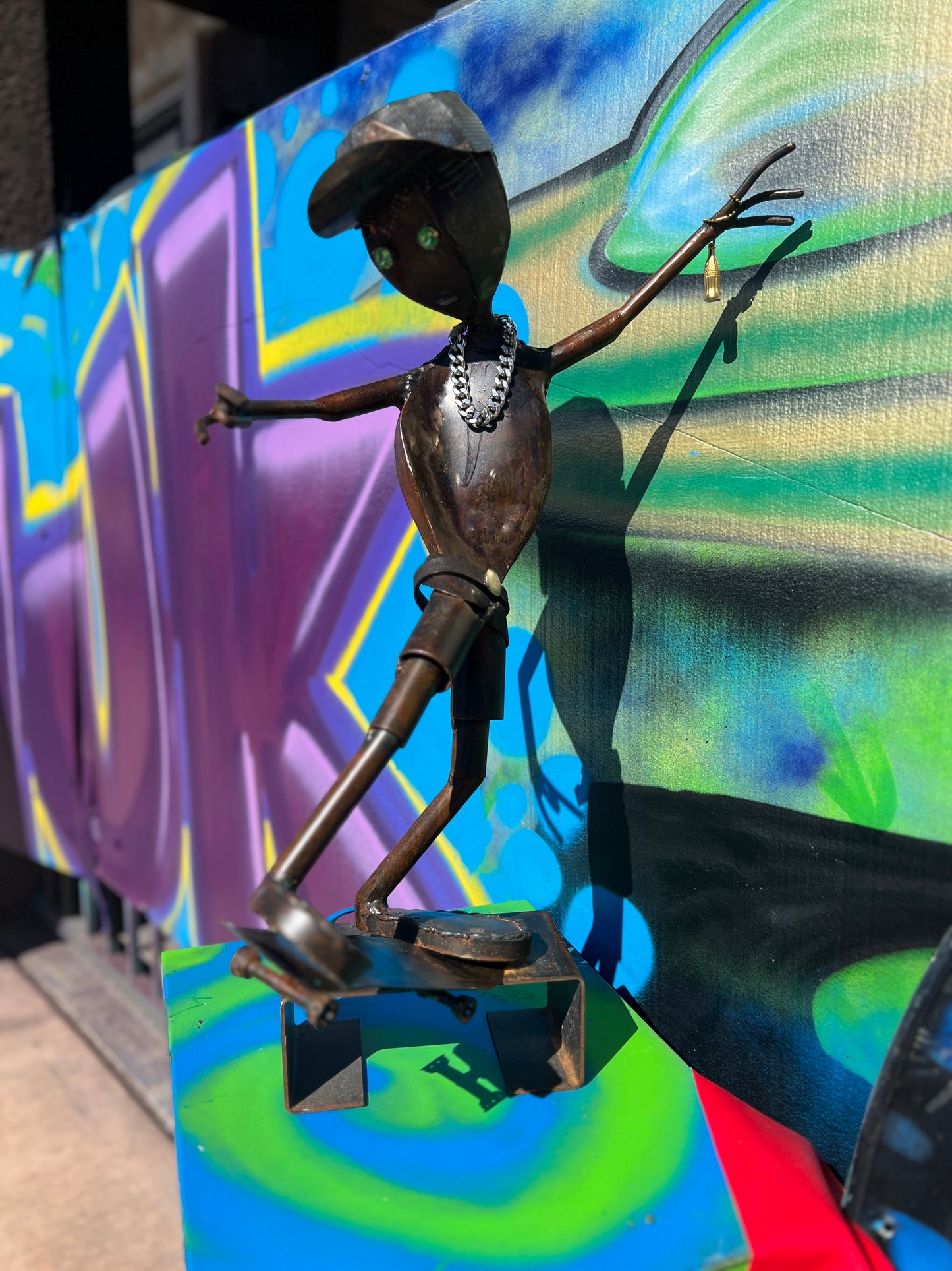 Custom Skater Alien Metal Sculpture