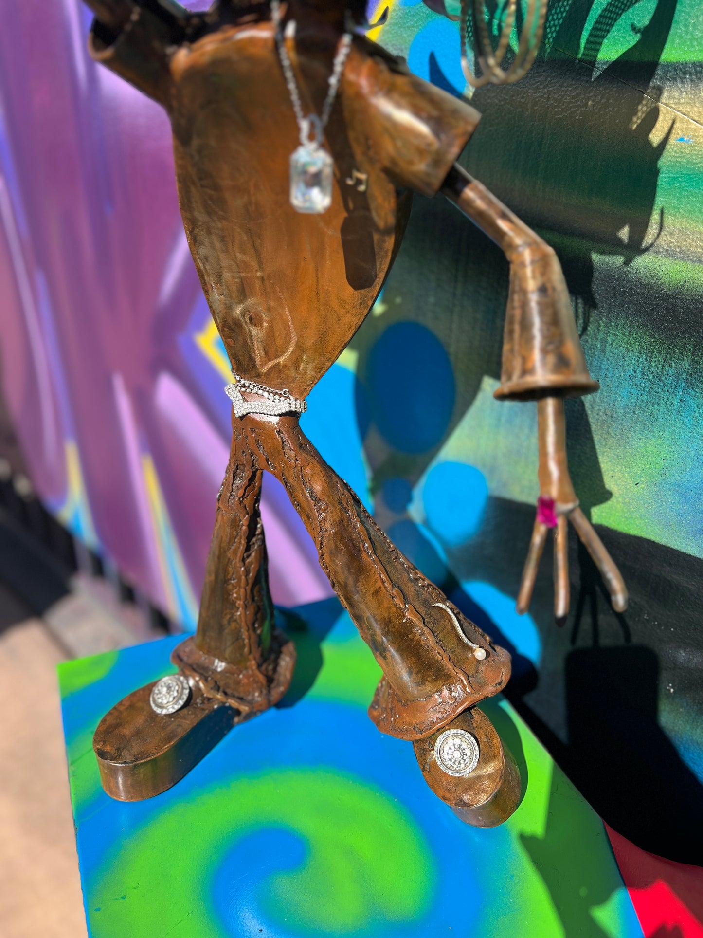 Custom Disco Lady Metal Alien Art Sculpture