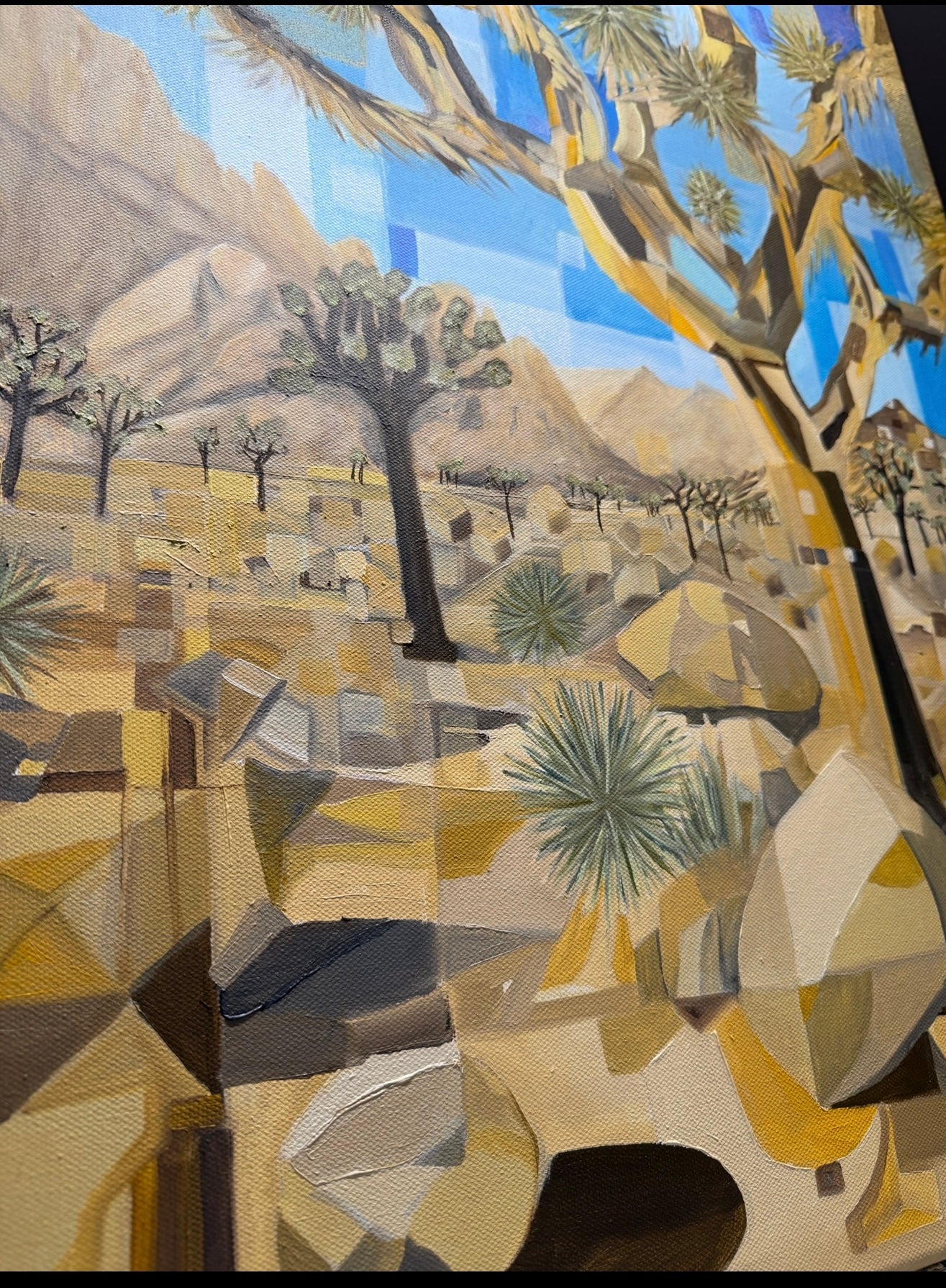“Desert Geometry” – 24x18 Oil on Canvas (Cubist Joshua Tree)