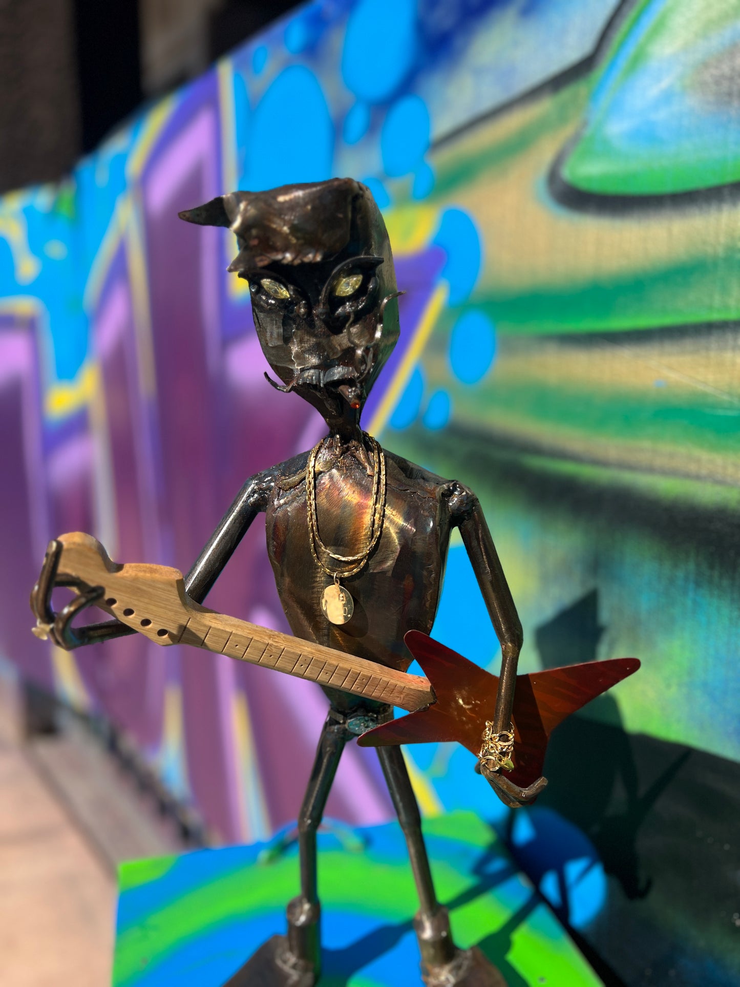 Custom Alien Rockstar Metal Art Sculpture
