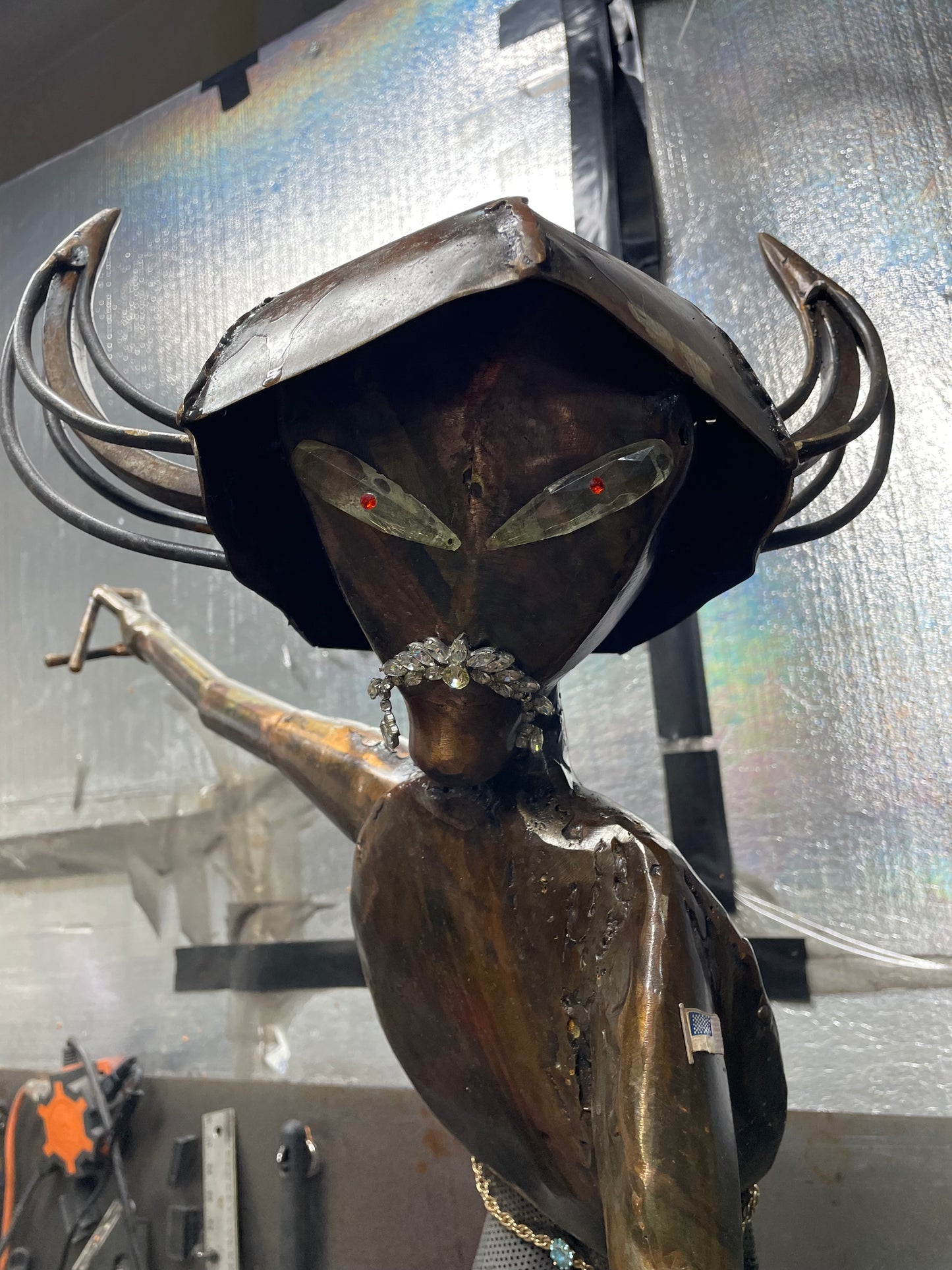 Viking Surfer Alien Sword Metal Art Large Sculpture