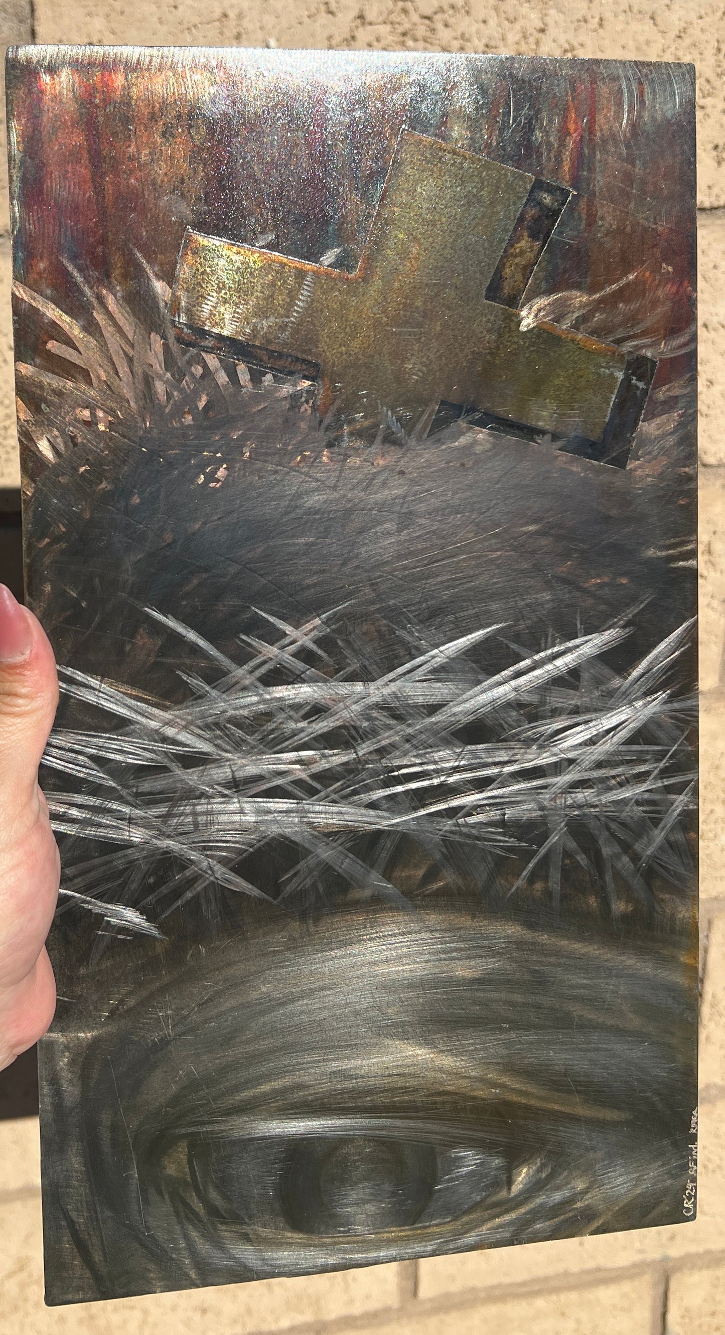 Custom Jesus Christ Metal Panel Patina Art Crown of Thorns Panel Indoor & Outdoor
