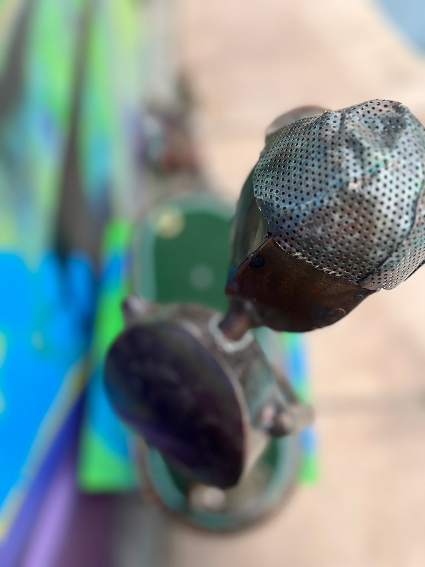 Custom Alien Golfer Metal Sculpture  w/Putting Green